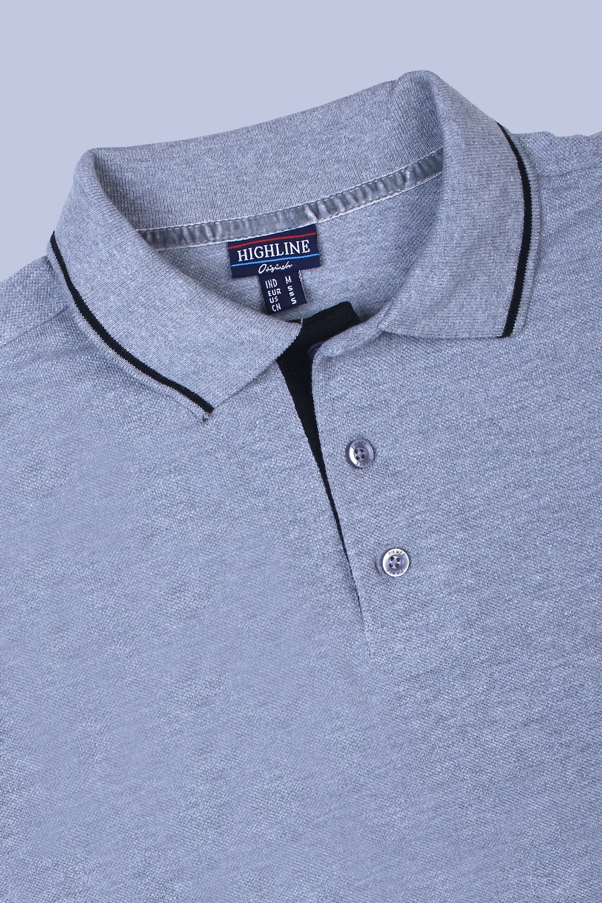 PIKMEE Highline Polo T-Shirt in Grey Melange with Black - image 6