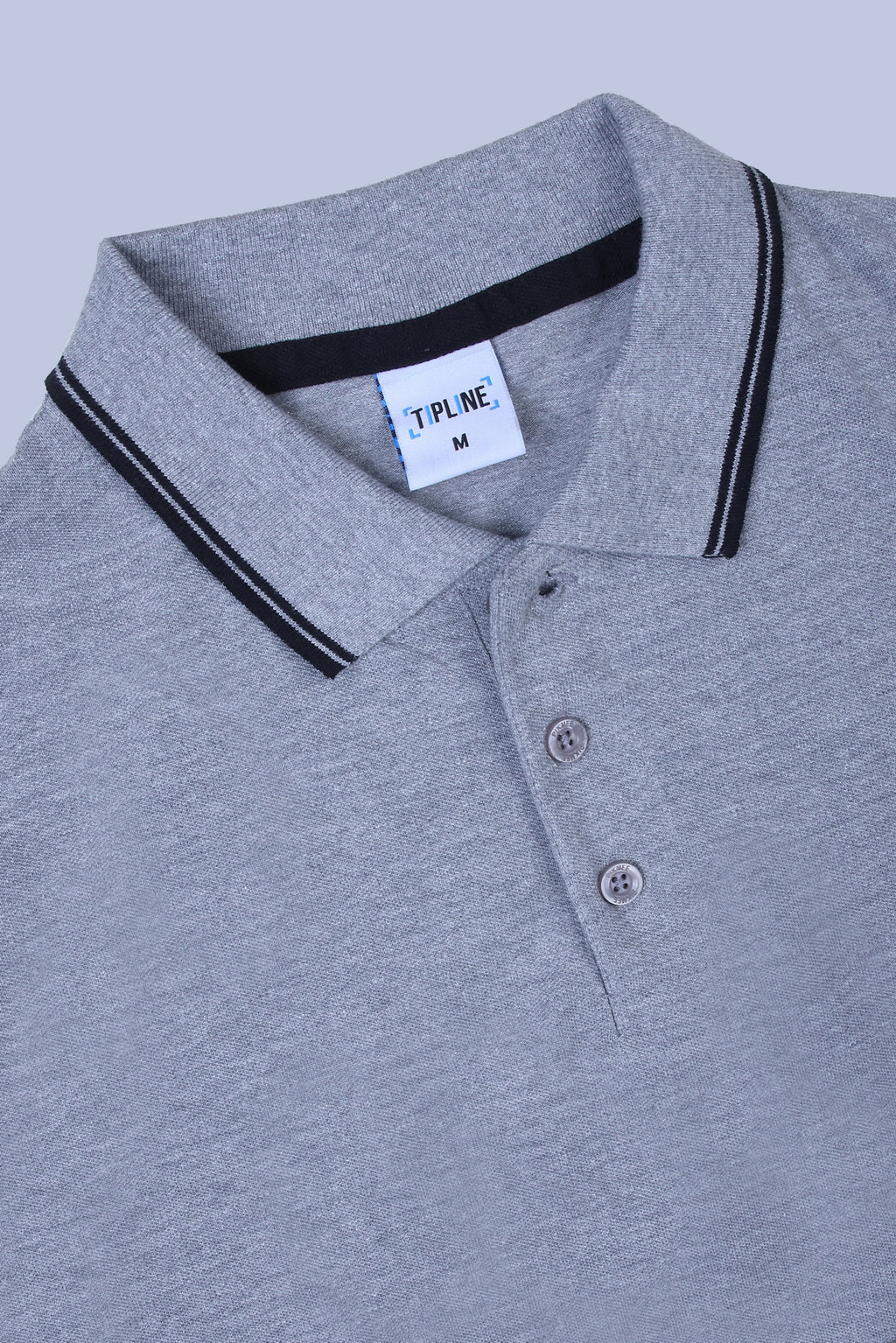 PIKMEE Tipline Polo T-Shirt in Grey Milange with Black Tipping - image 6