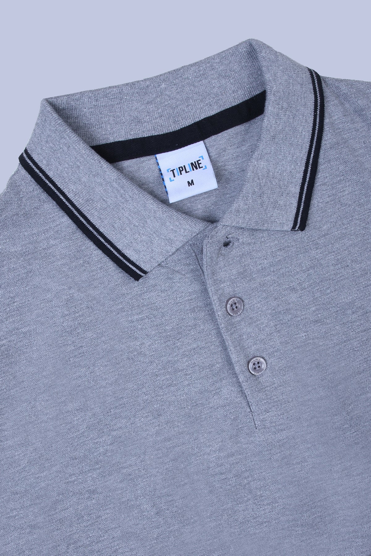 PIKMEE Tipline Polo T-Shirt in Grey Milange with Black Tipping - image 6