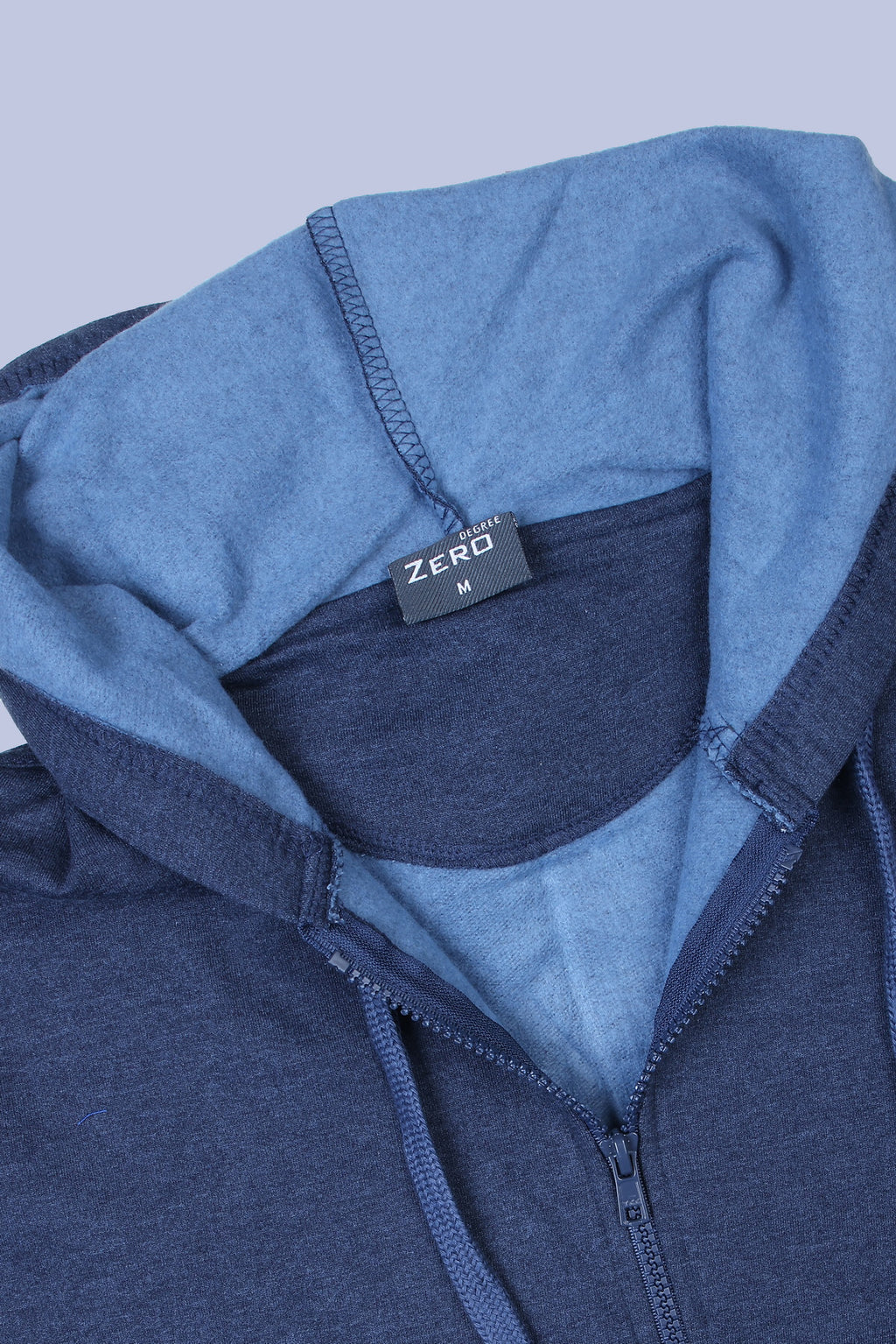 Pikmee Zero Degree Men's Zippered Hooded Sweatshirt - Denim Blue