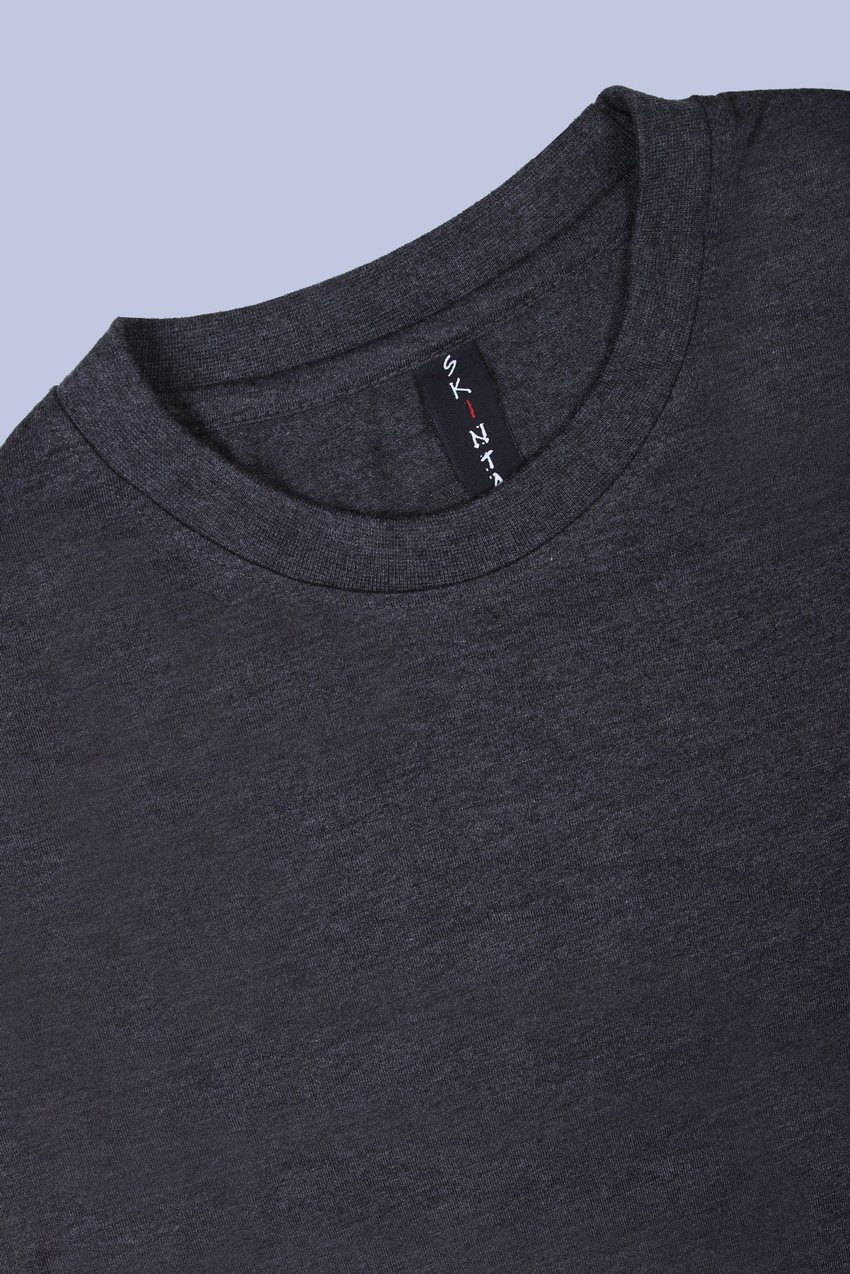 PIKMEE Skinta Bio Wash Crew Neck T-Shirt in Anthra Melange - image 6