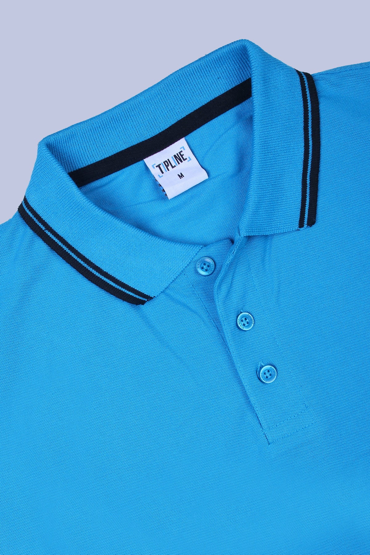 PIKMEE Tipline Polo T-Shirt in Aqua Blue with Black Tipping - image 6