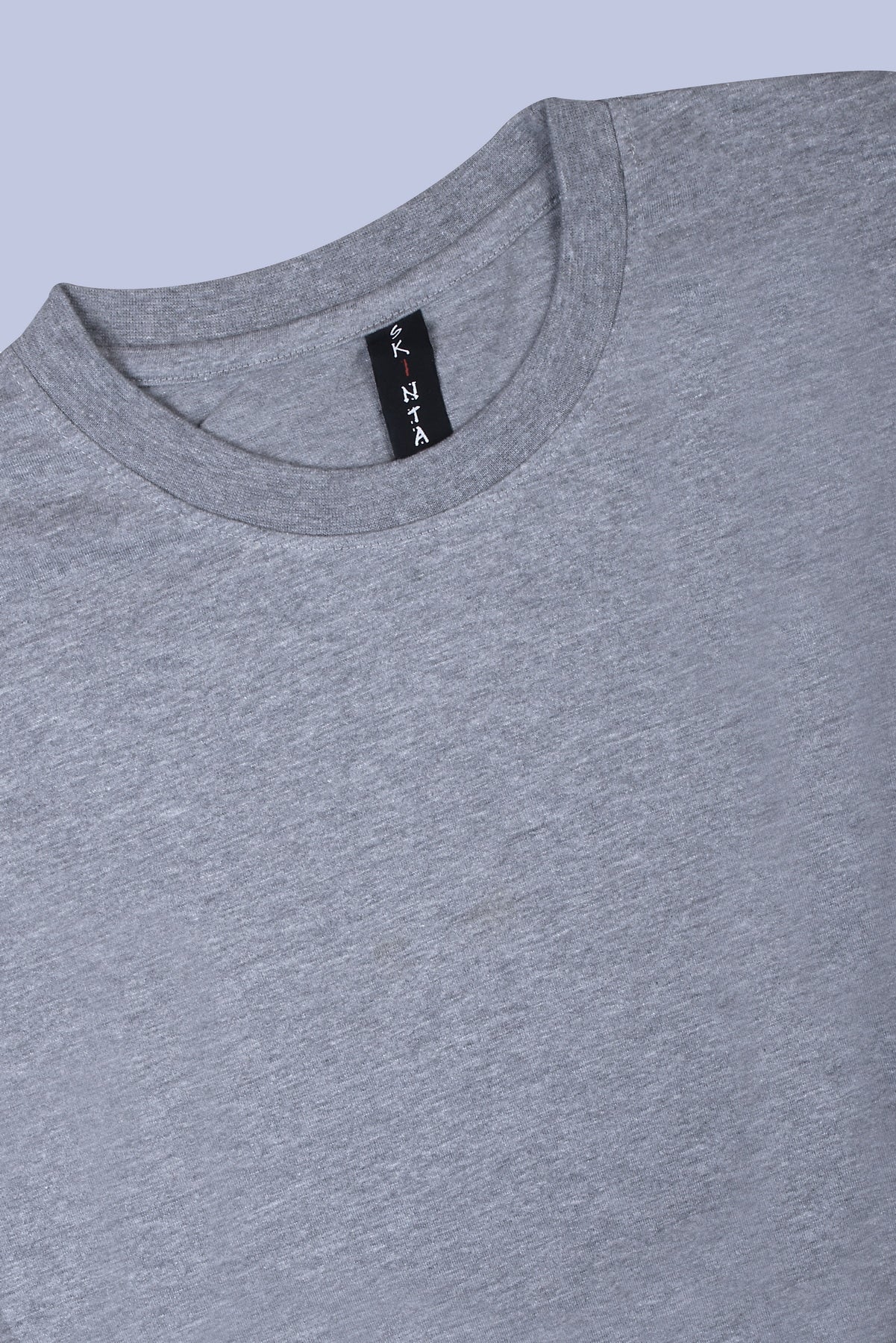 PIKMEE Skinta Bio Wash Crew Neck T-Shirt in Grey Melange - image 6