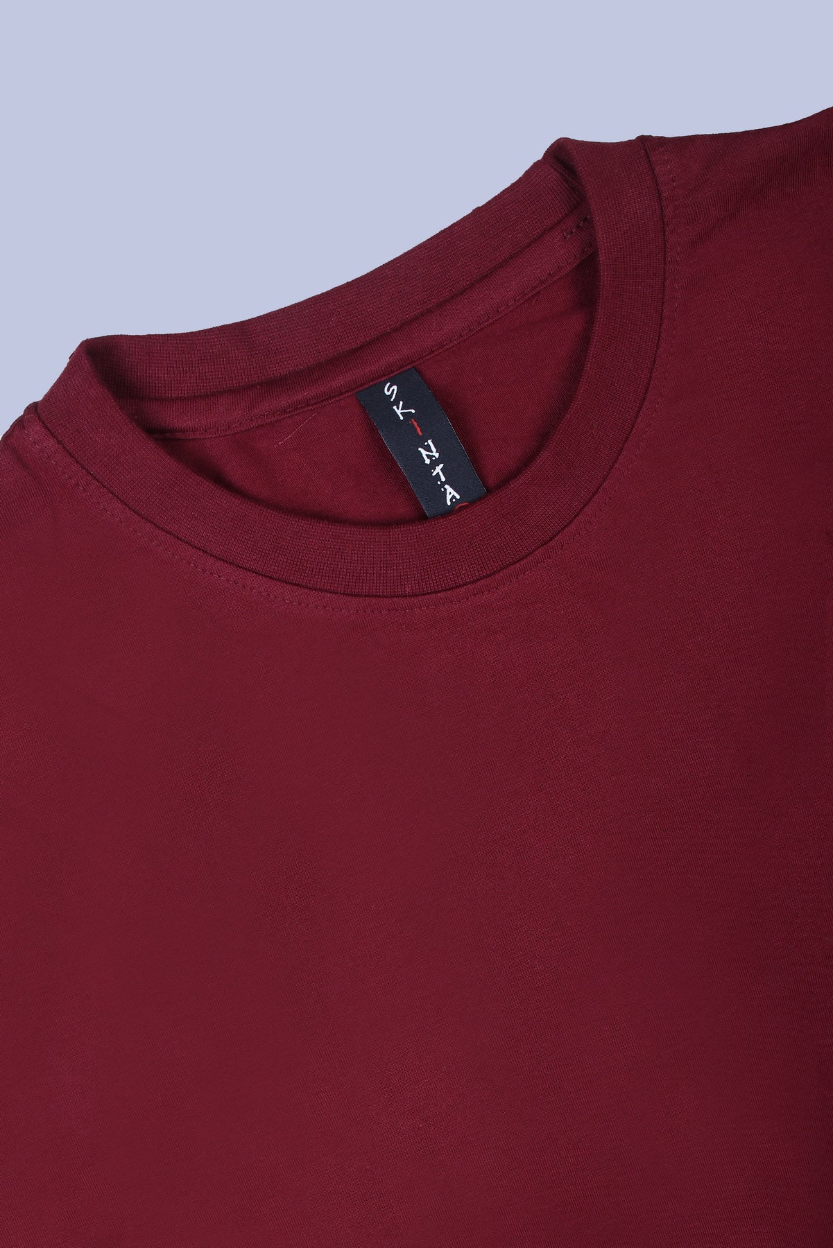 PIKMEE Skinta Bio Wash Crew Neck T-Shirt in Maroon - image 6