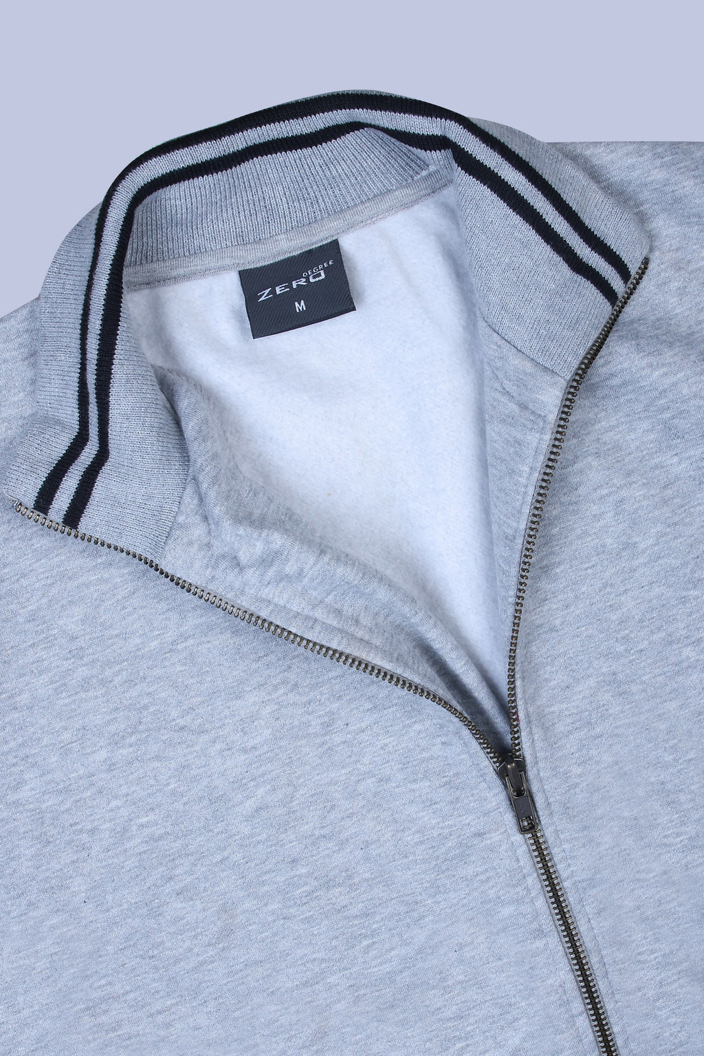 Pikmee Zero Degree Men's Turtle Neck Sweatshirt - Grey Melange With Black
