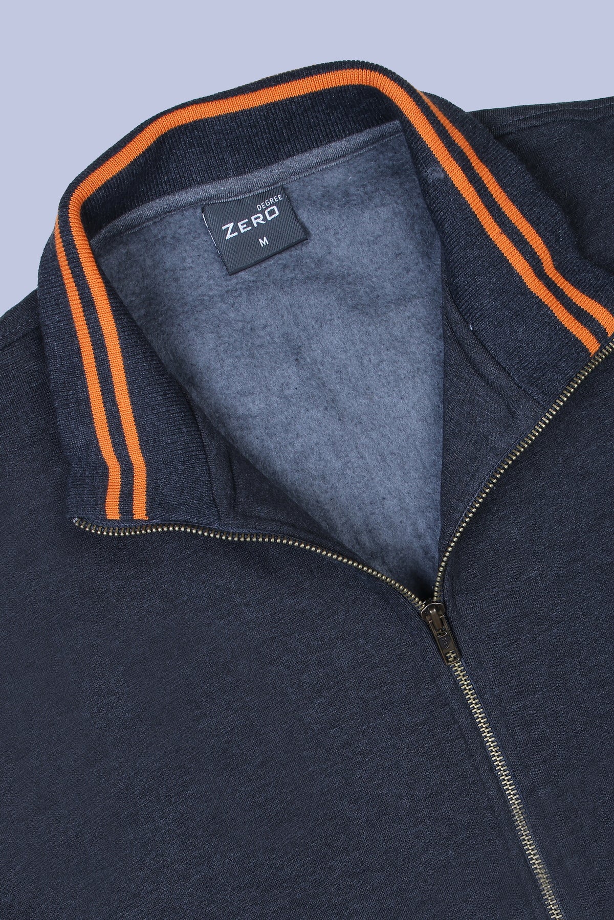 Pikmee Zero Degree Men's Turtle Neck Sweatshirt - Charcoal With Orange