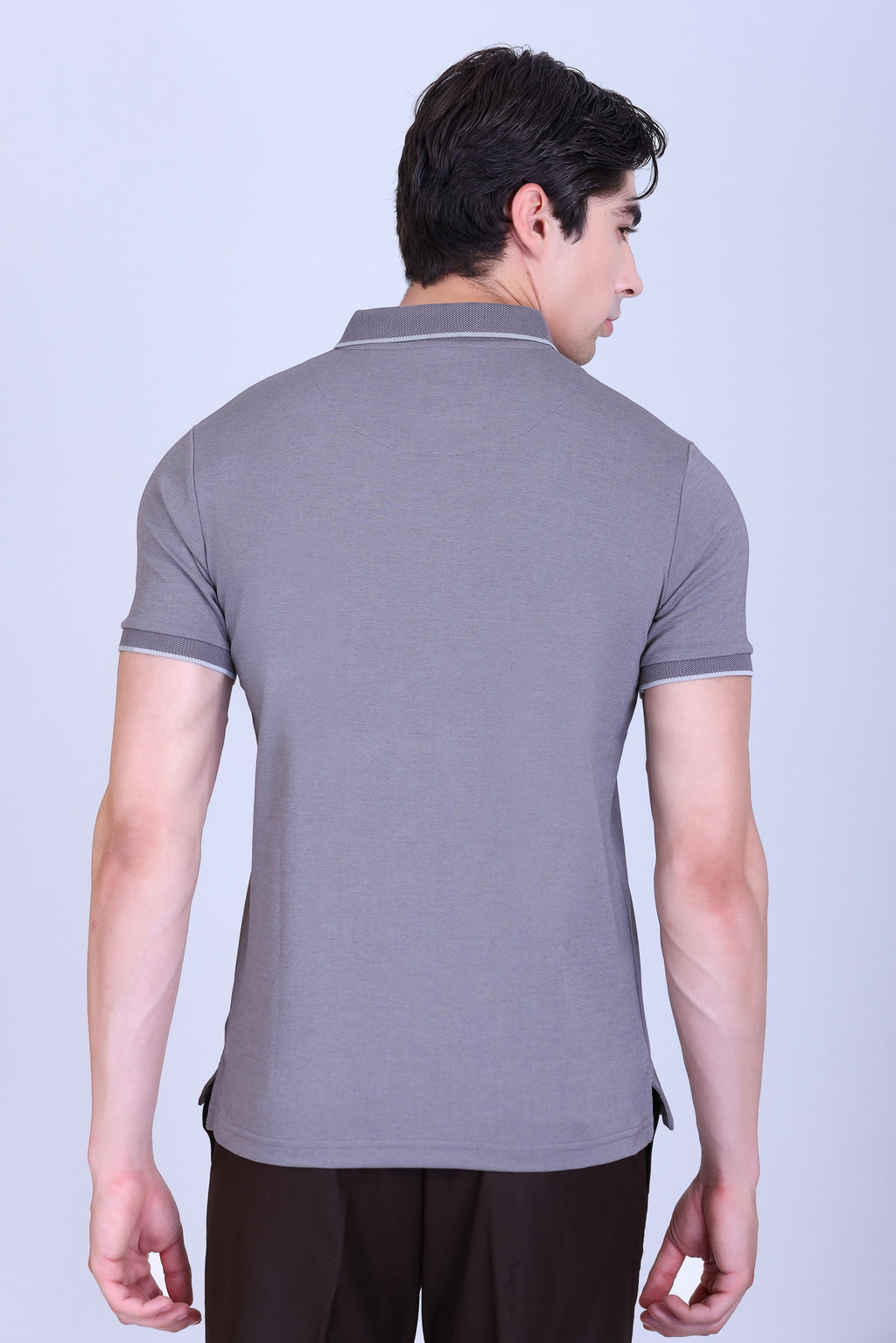 WINBARG Bird Eye Polo T-Shirt in Black Melange - image 5