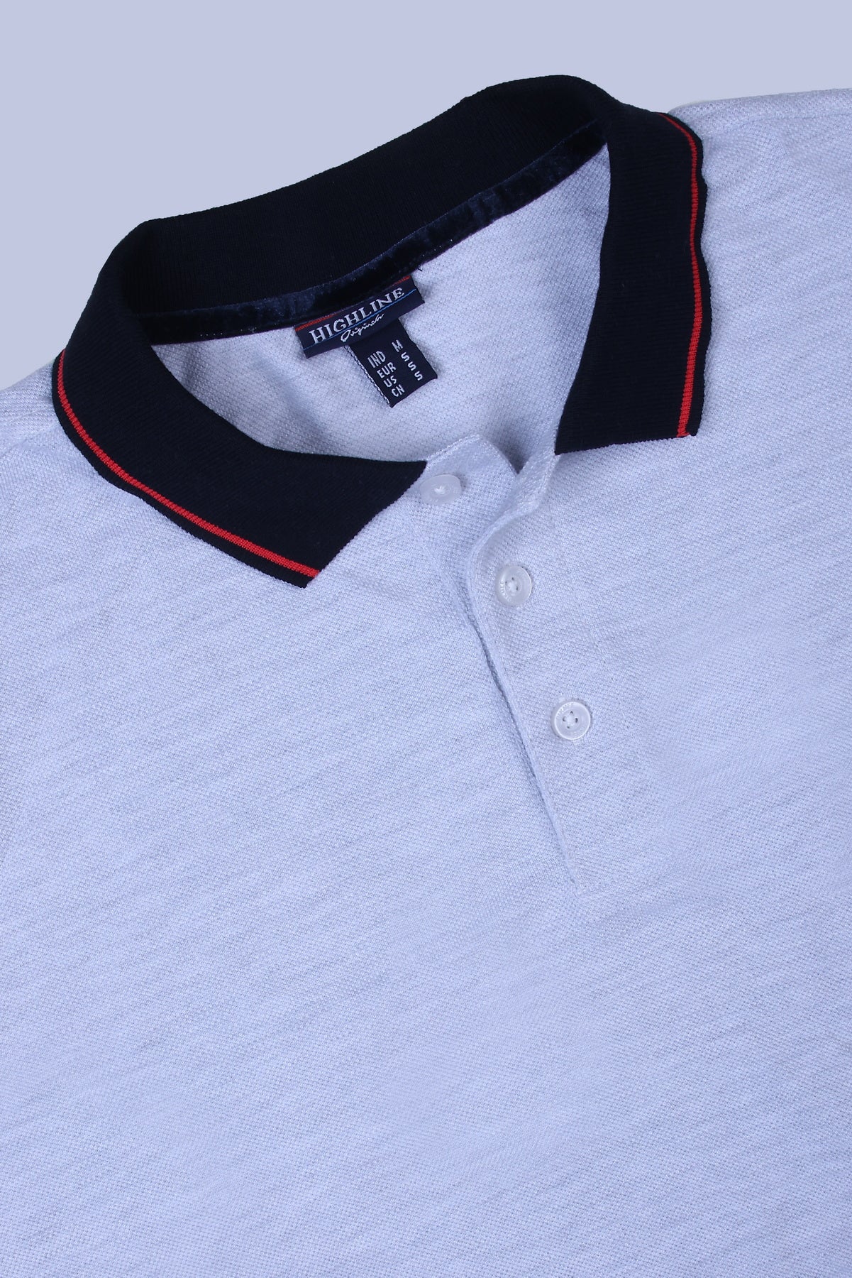 PIKMEE Highline Polo T-Shirt in White Melange with Red (Navy Collar) - image 6