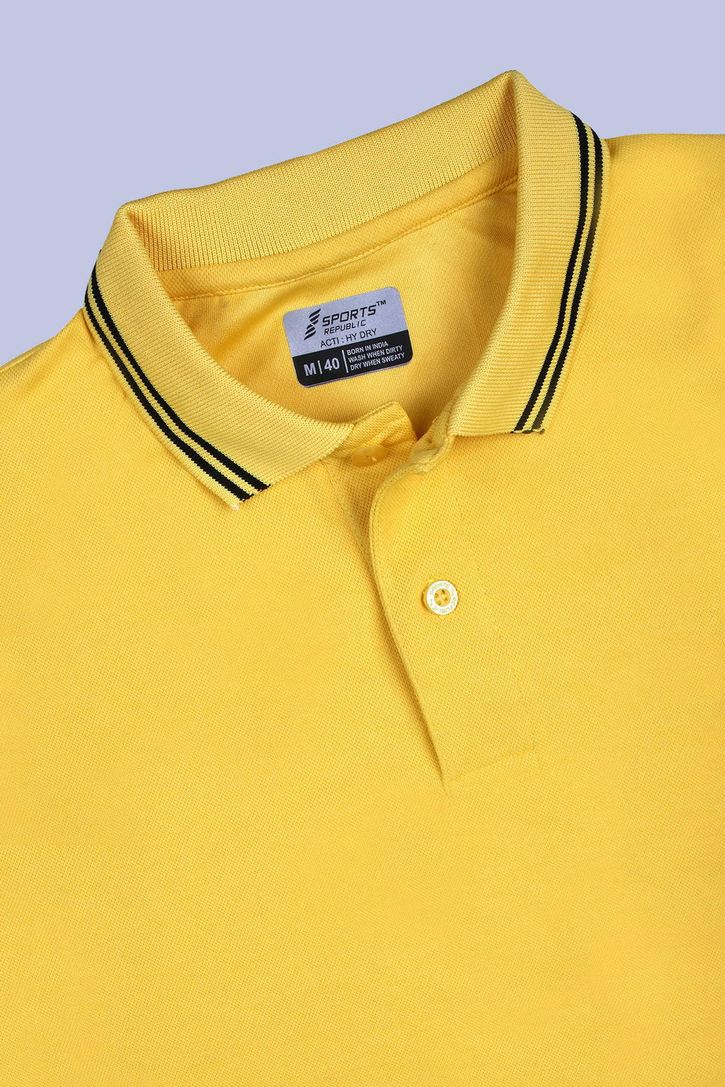 Sports Republic Acti Hy:Dry Dryfit Polo T-Shirt in Golden Yellow With Black Tipping - 5