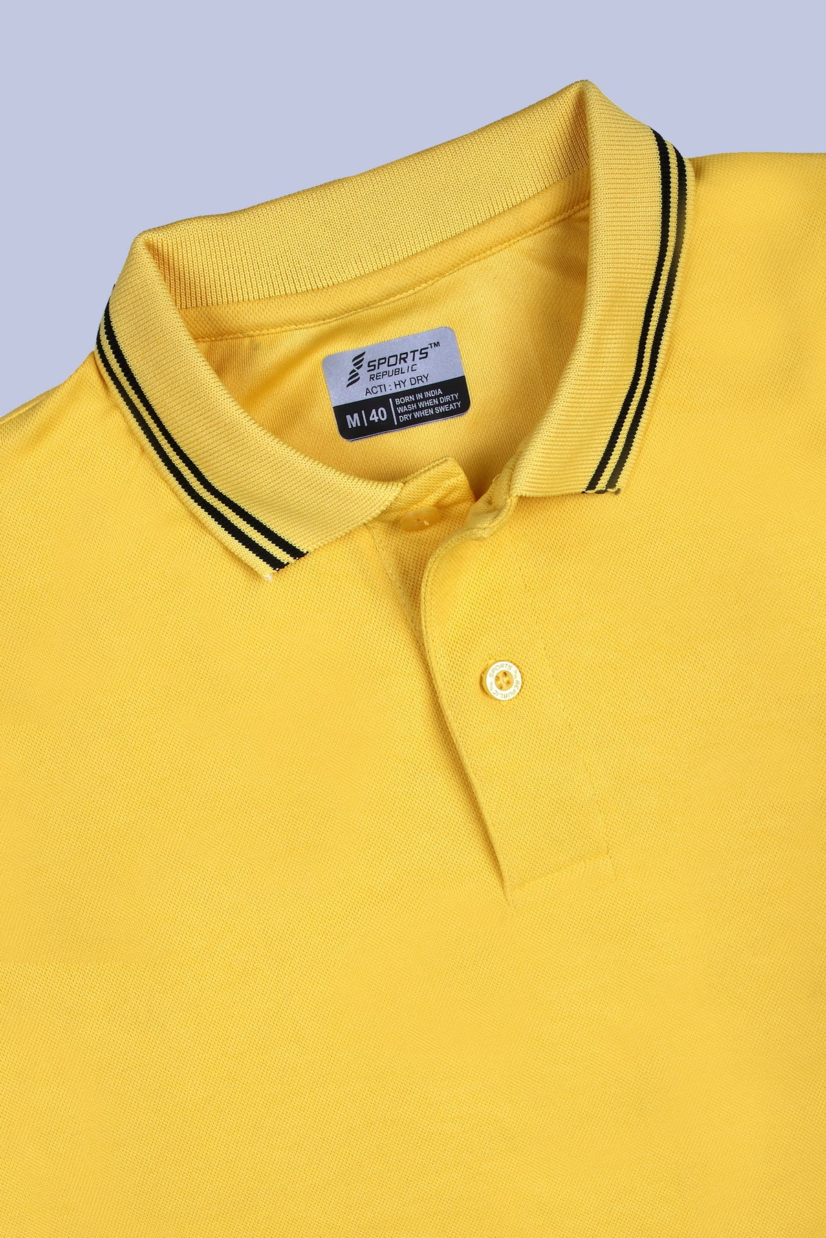 Sports Republic Acti Hy:Dry Dryfit Polo T-Shirt in Golden Yellow With Black Tipping - 5