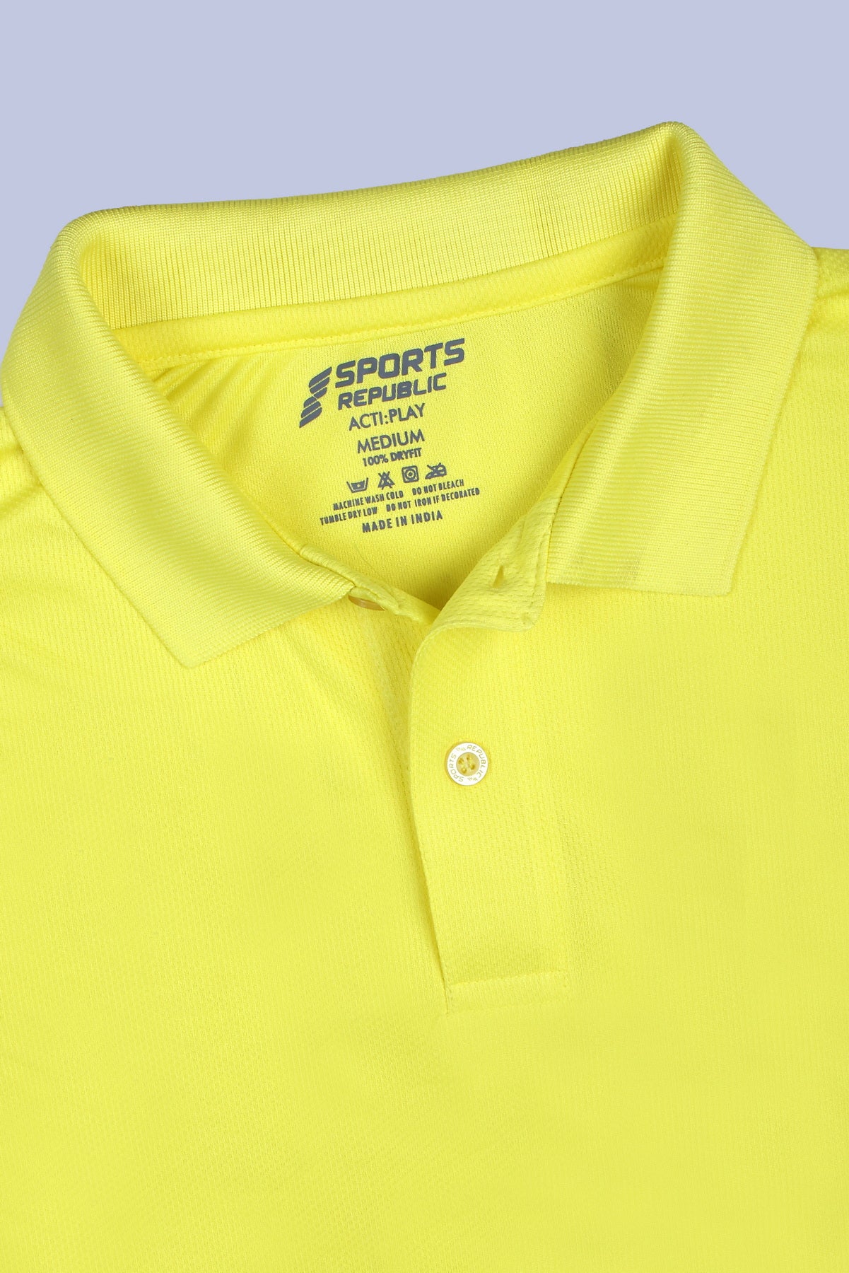 Sports Republic Acti-Play Dryfit Polo T-Shirt in Lemon Yellow - 5