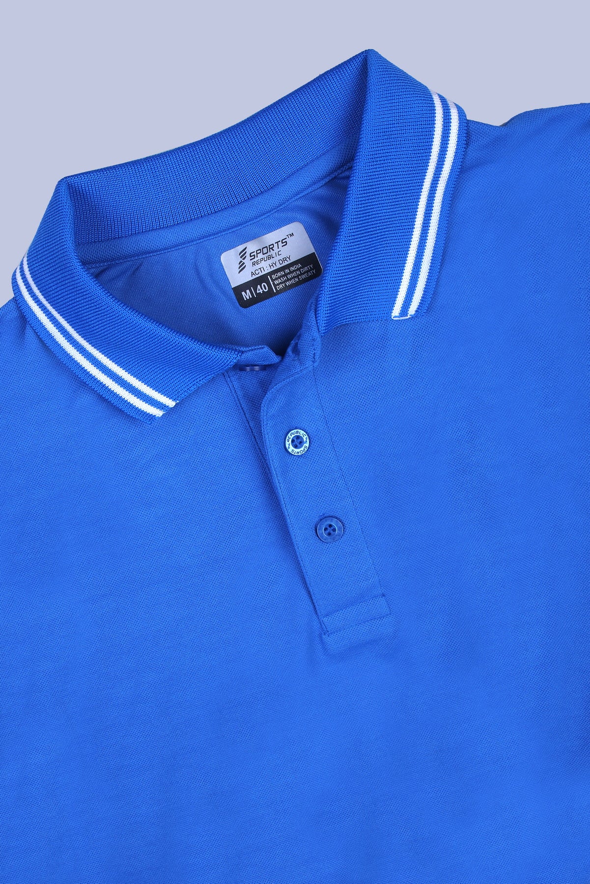 Sports Republic Acti Hy:Dry Dryfit Polo T-Shirt in Turquoise Blue With White Tipping - 5