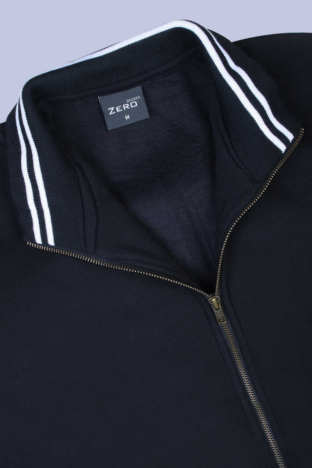 Pikmee Zero Degree Men's Turtle Neck Sweatshirt - Black With White