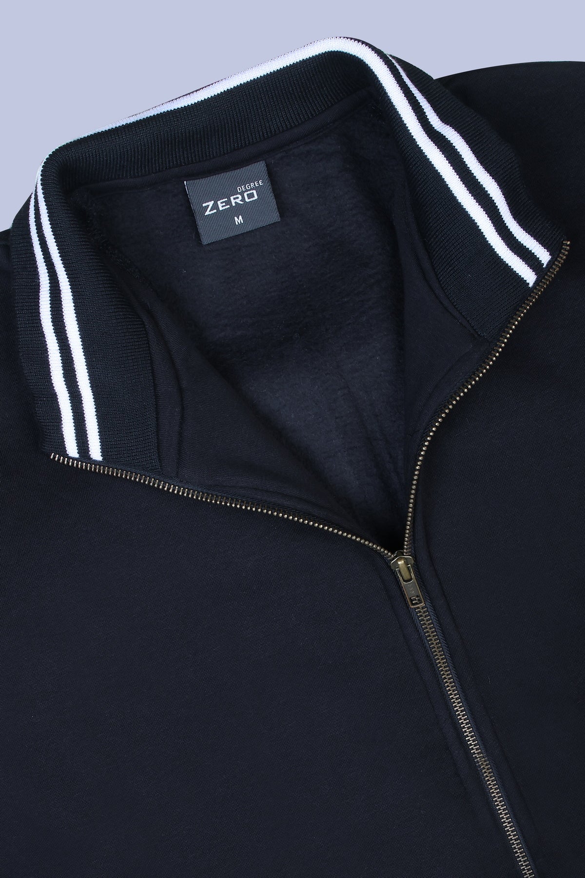 Pikmee Zero Degree Men's Turtle Neck Sweatshirt - Black With White