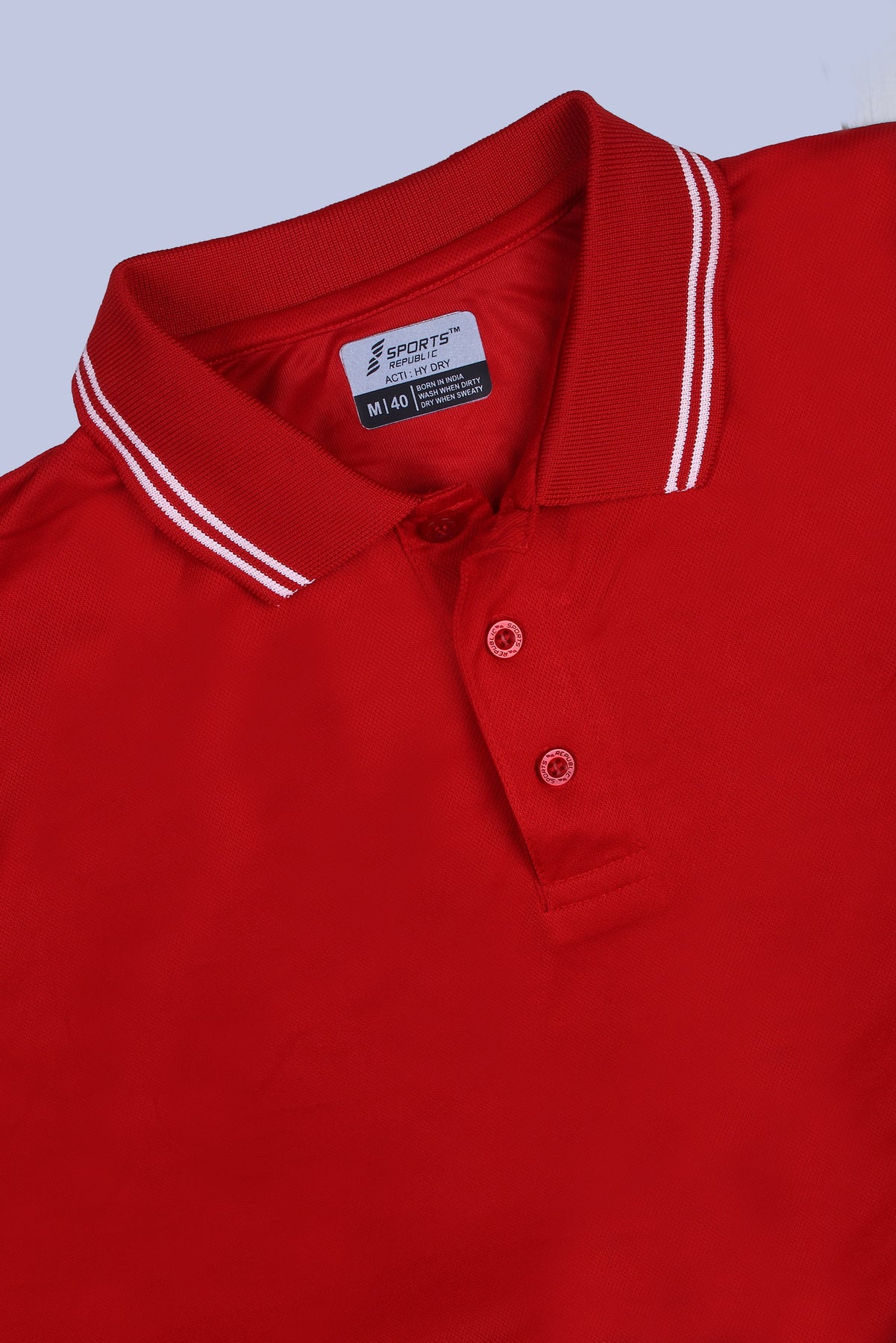 Sports Republic Acti Hy:Dry Dryfit Polo T-Shirt in Red With White Tipping - 5