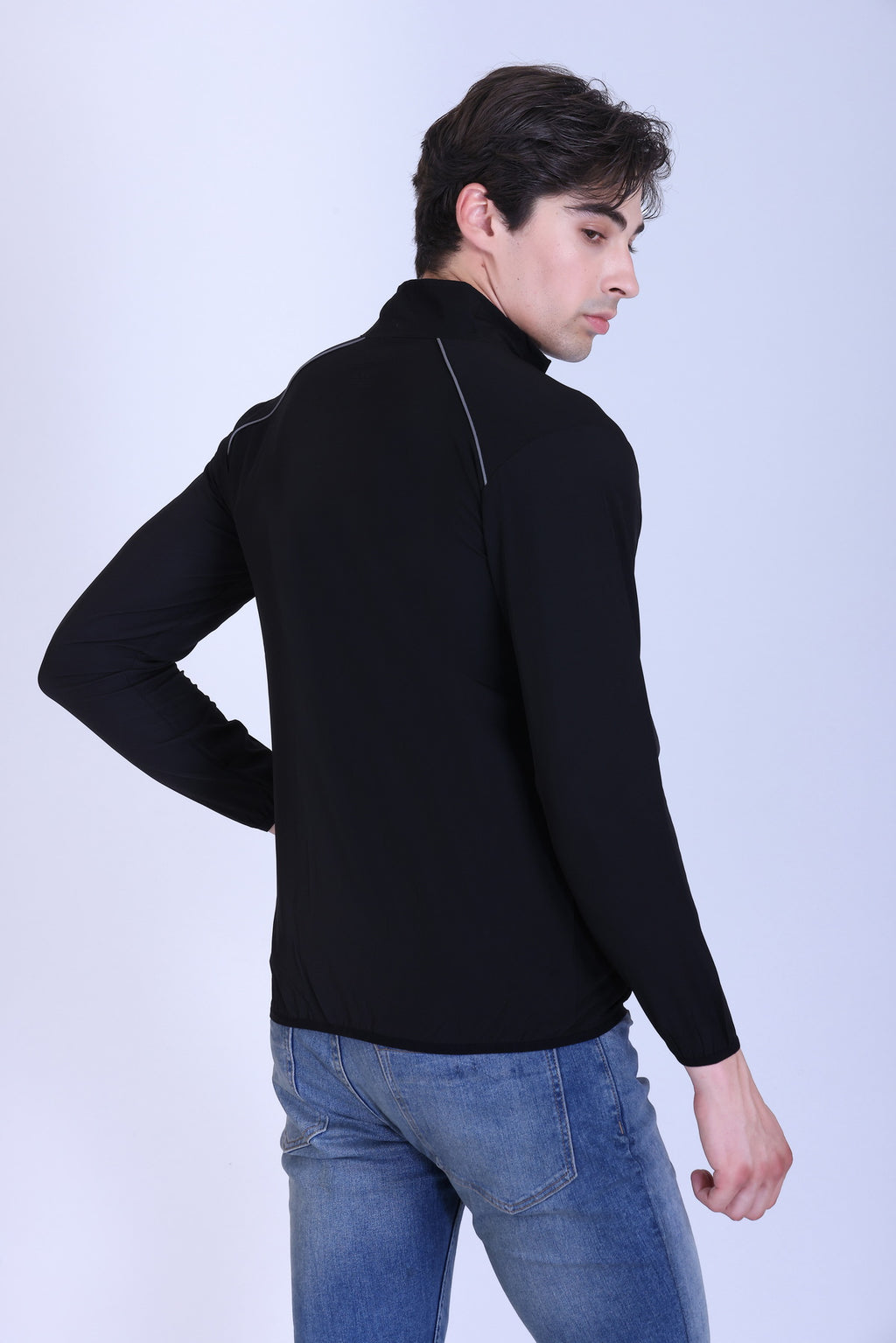 Sports Republic Acti-Fit Reflecter Jacket - Men's Performance Stretch Jacket - Black