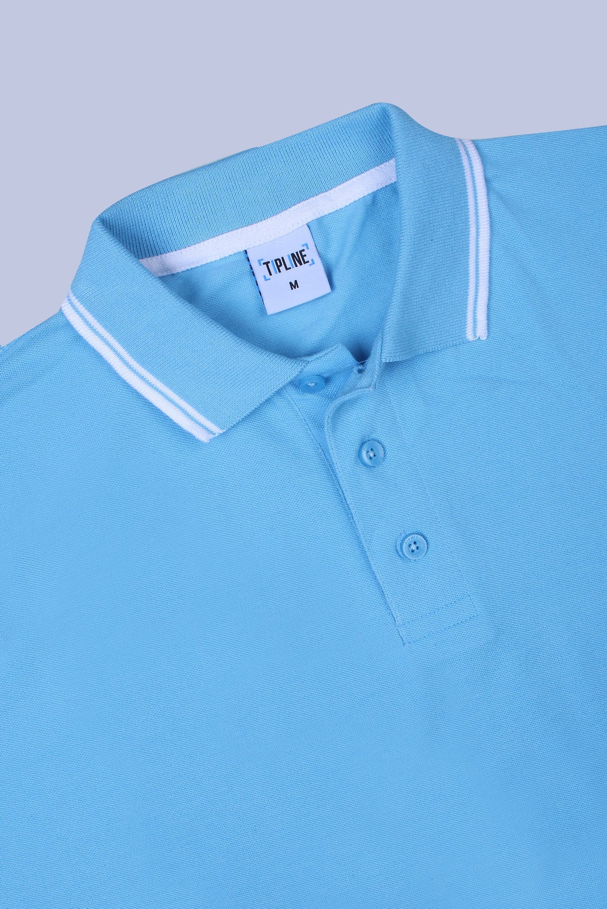PIKMEE Tipline Polo T-Shirt in Sky Blue with White Tipping - image 6