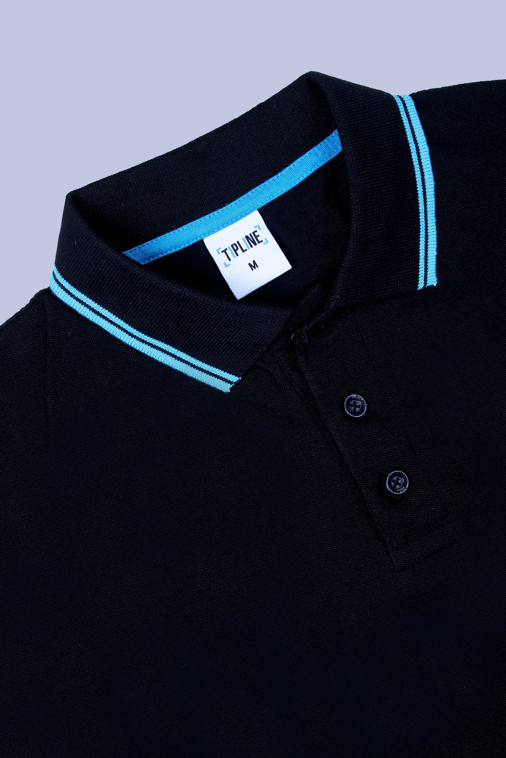 PIKMEE Tipline Polo T-Shirt in Black with Turquoise Blue Tipping - image 6