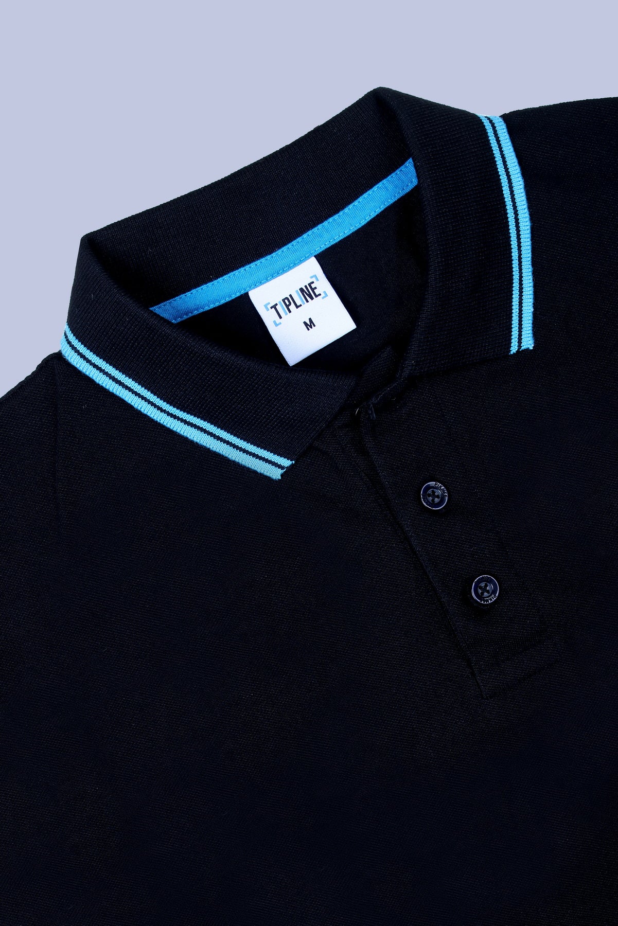 PIKMEE Tipline Polo T-Shirt in Black with Turquoise Blue Tipping - image 6