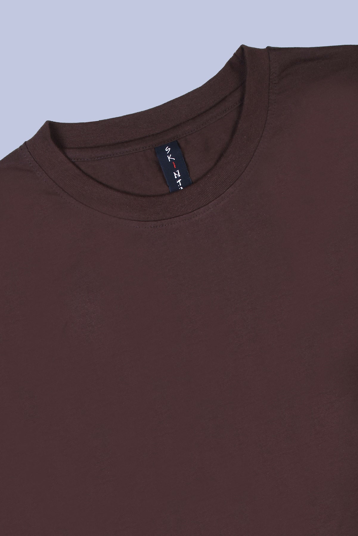 PIKMEE Skinta Bio Wash Crew Neck T-Shirt in Chocolate Brown - image 6