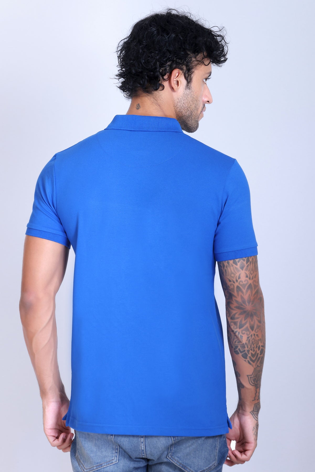 WINBARG Solid Stretch Polo T-Shirt in Cobalt - image 5