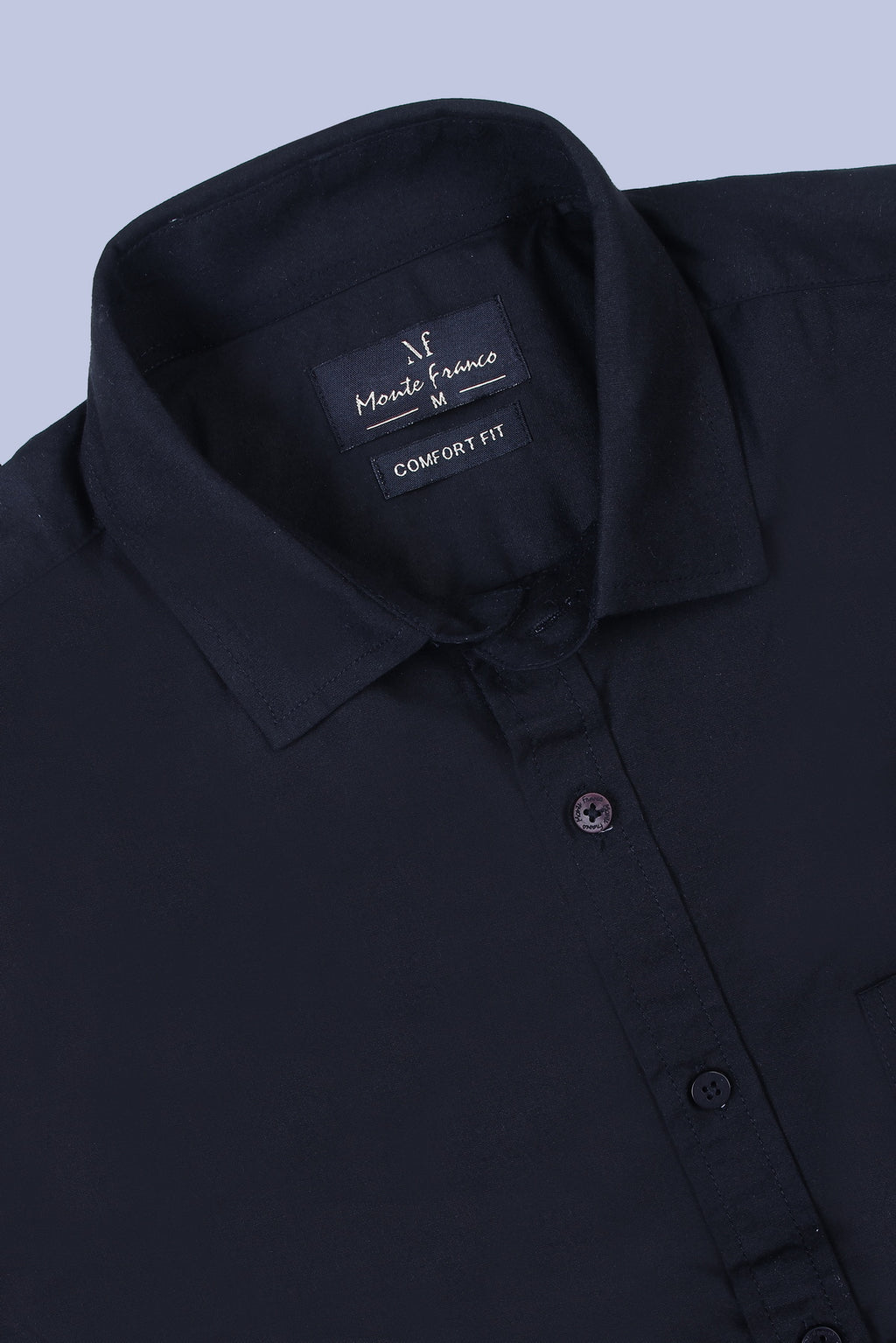 Pikmee Monte Franco Men's Regular Fit Formal Shirt - Black