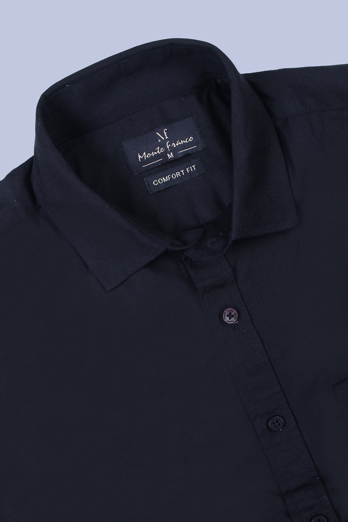 Pikmee Monte Franco Men's Regular Fit Formal Shirt - Black