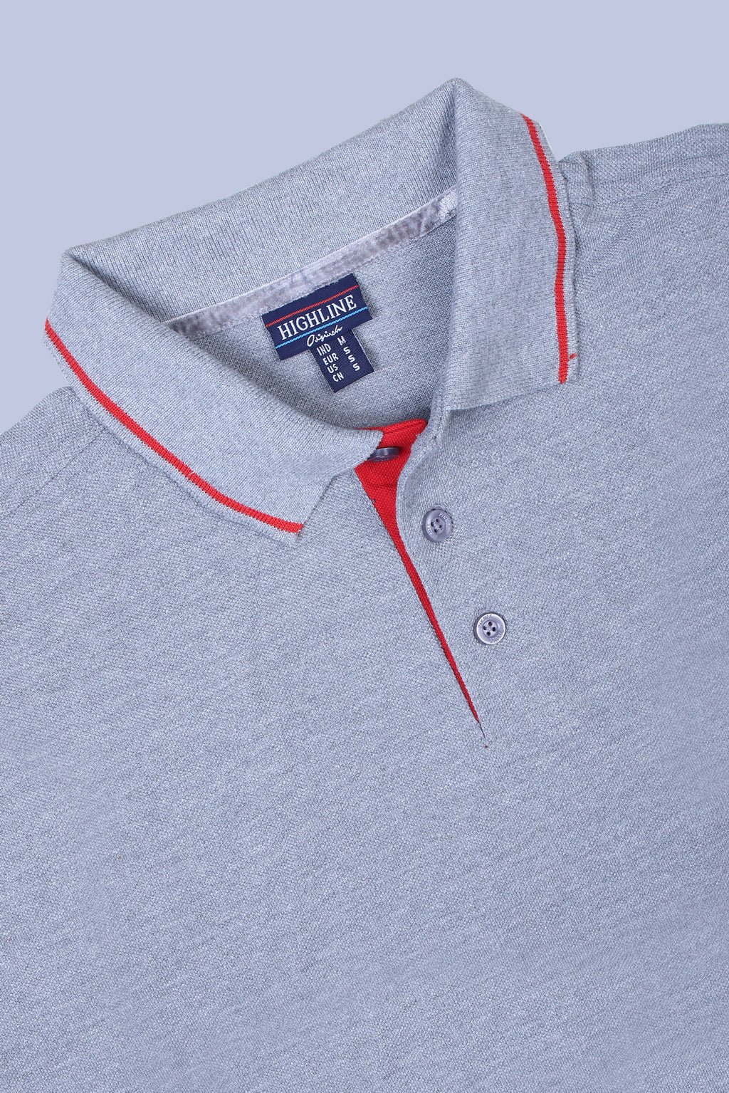 PIKMEE Highline Polo T-Shirt in Grey Melange with Red - image 6