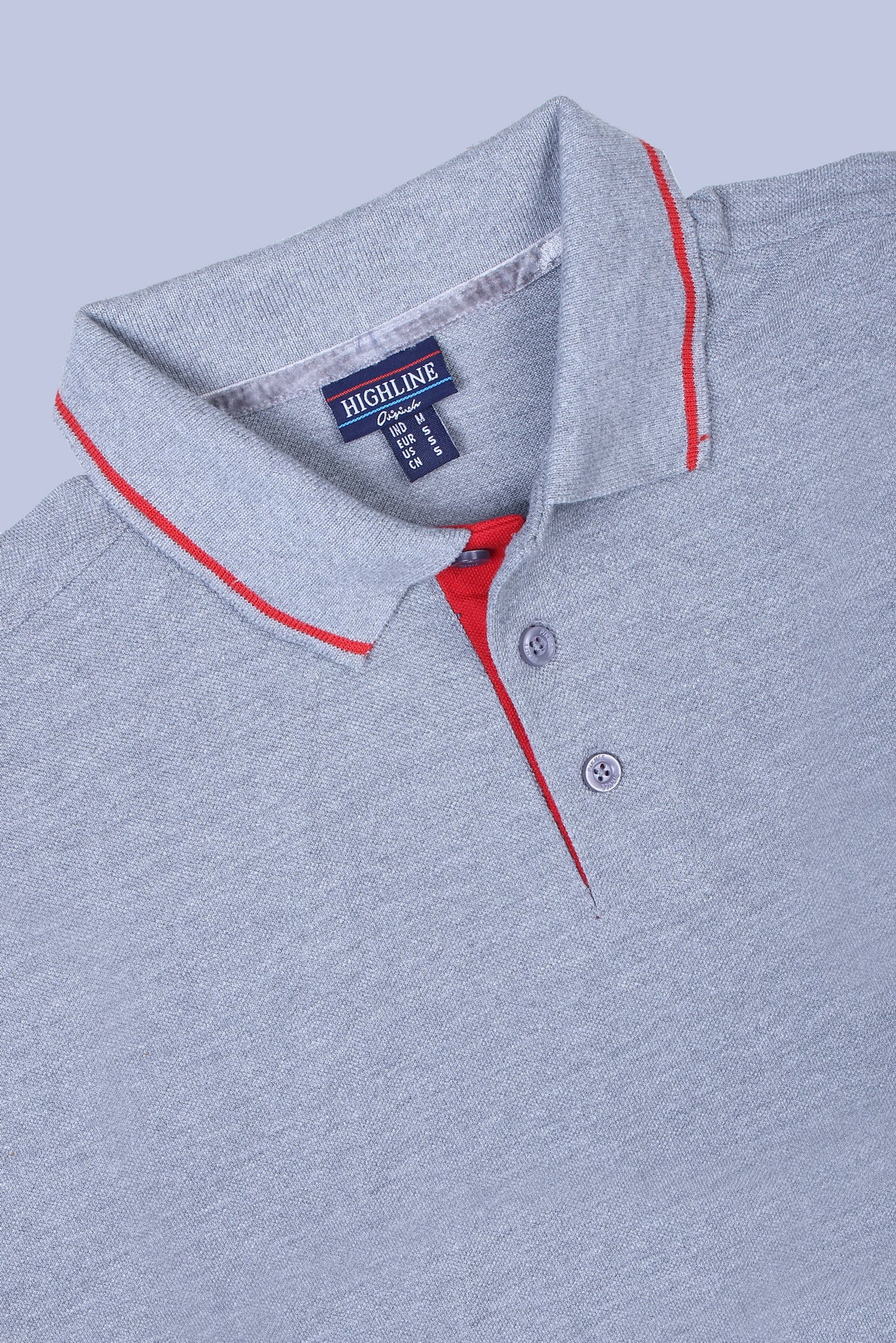PIKMEE Highline Polo T-Shirt in Grey Melange with Red - image 6