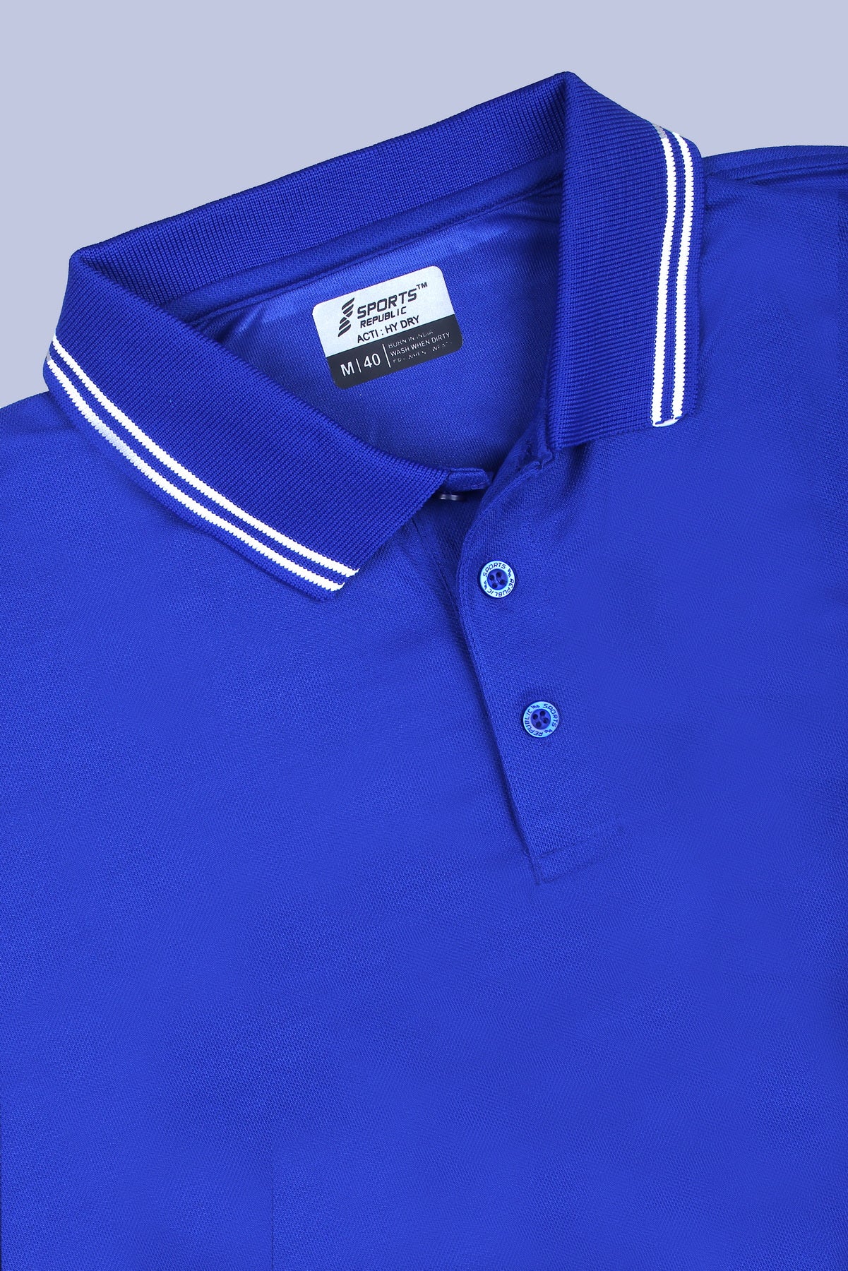 Sports Republic Acti Hy:Dry Dryfit Polo T-Shirt in Royal Blue With White Tipping - 5