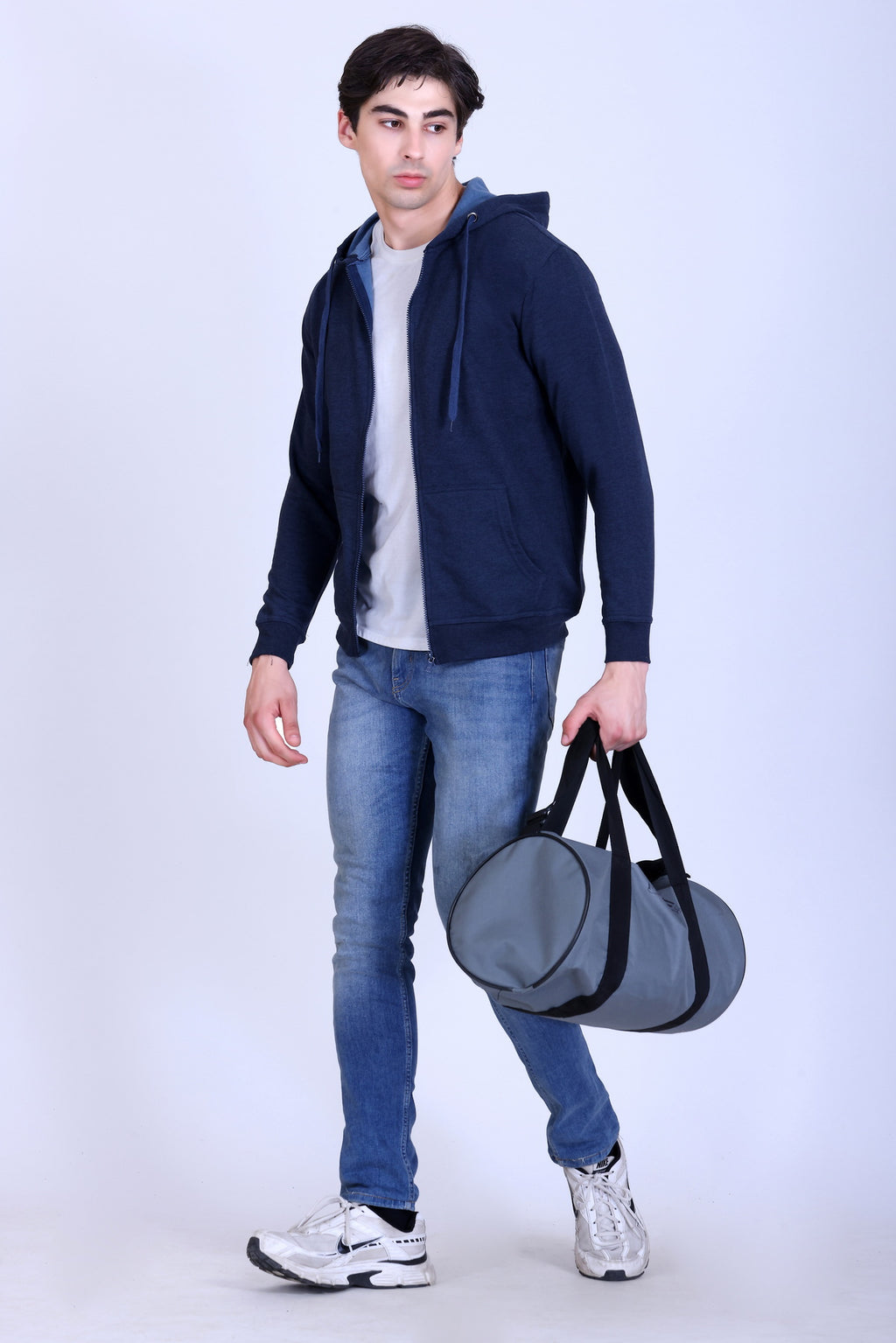 Pikmee Zero Degree Men's Zippered Hooded Sweatshirt - Navy