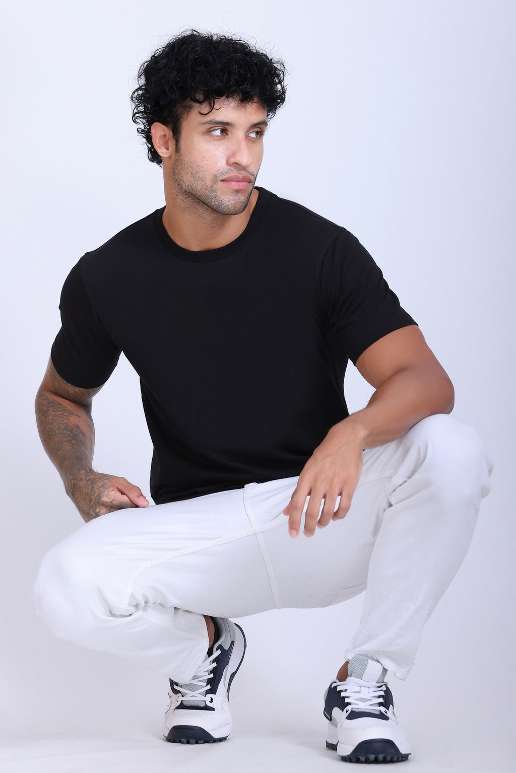 PIKMEE Skinta Bio Wash Crew Neck T-Shirt in Black - image 7