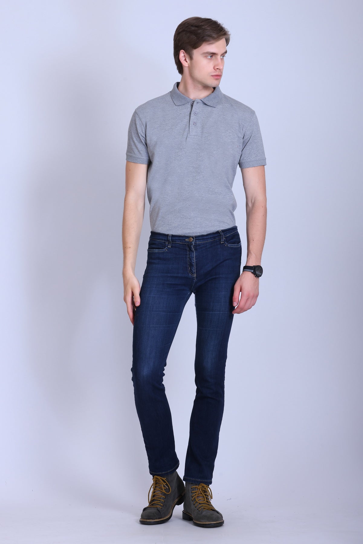 PIKMEE Titlis Polo T-Shirt in Grey Melange - image 7