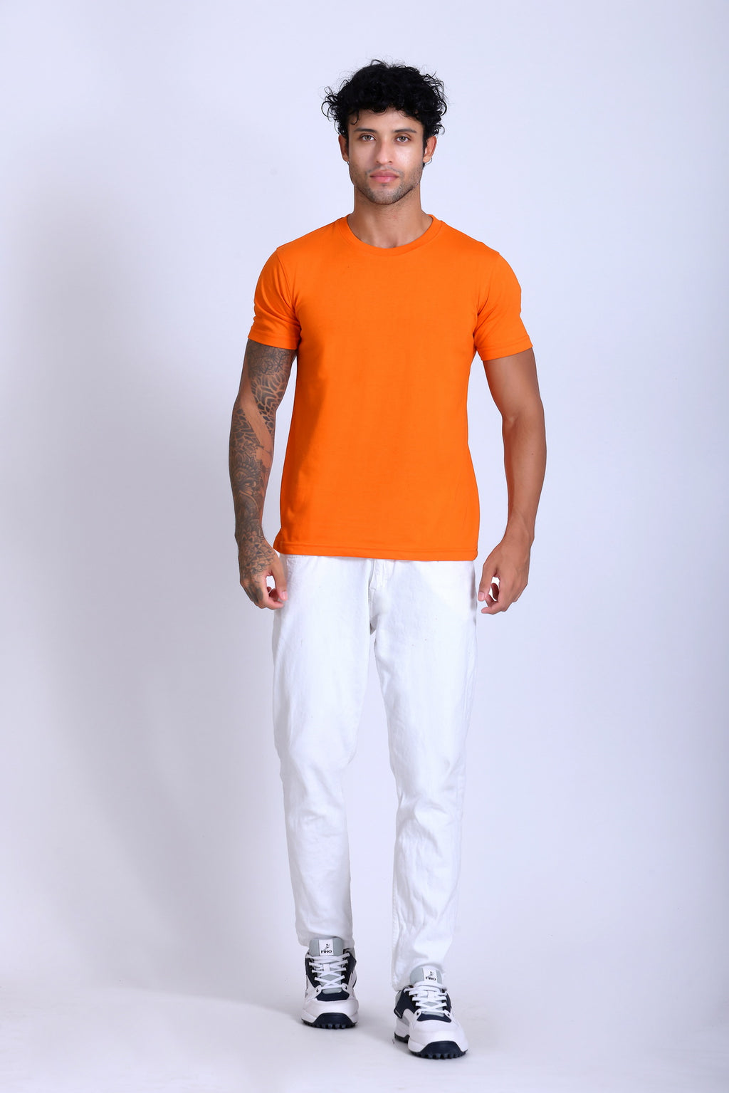 PIKMEE Skinta Bio Wash Crew Neck T-Shirt in Orange - image 7