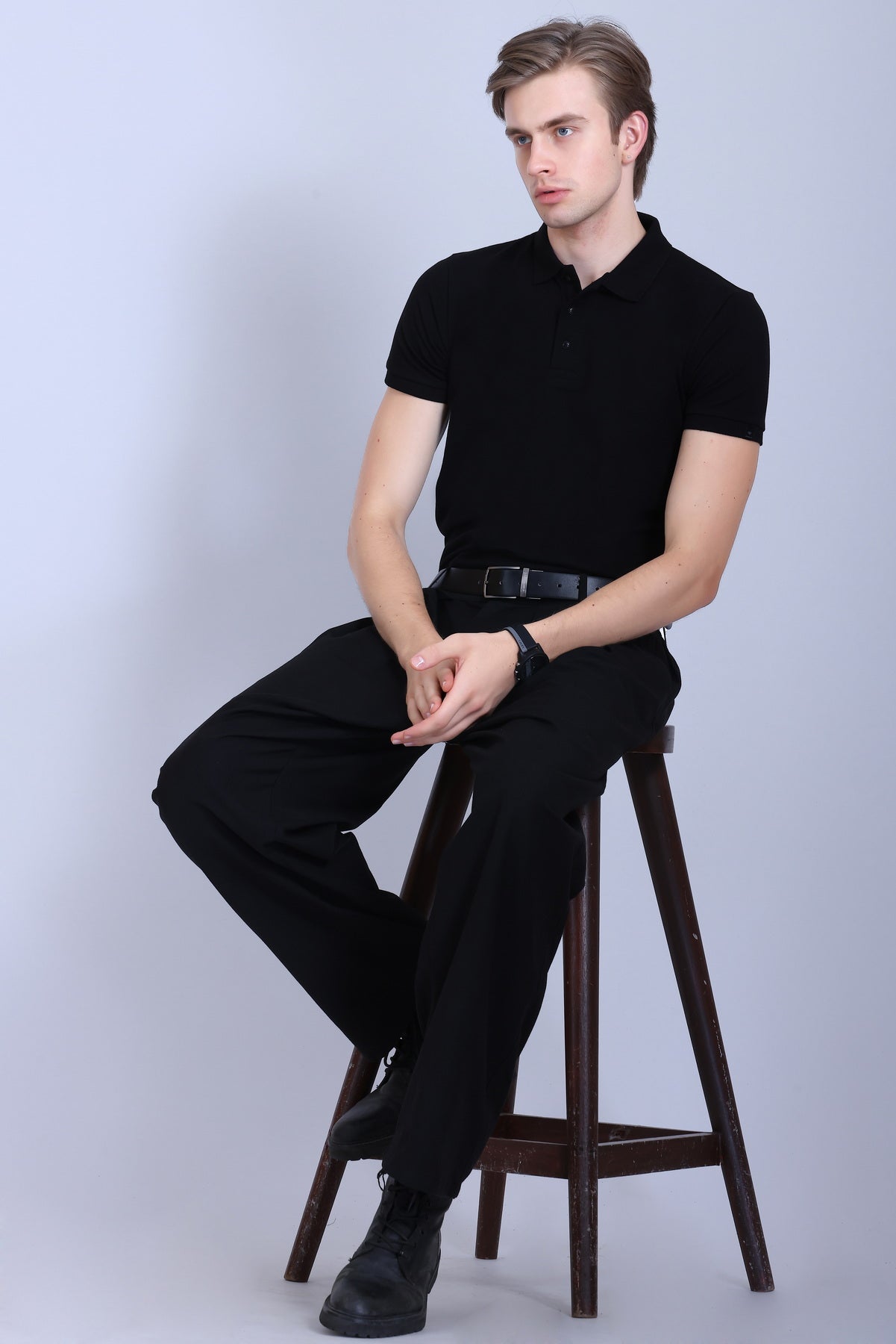 WINBARG Solid Stretch Polo T-Shirt in Black - image 6