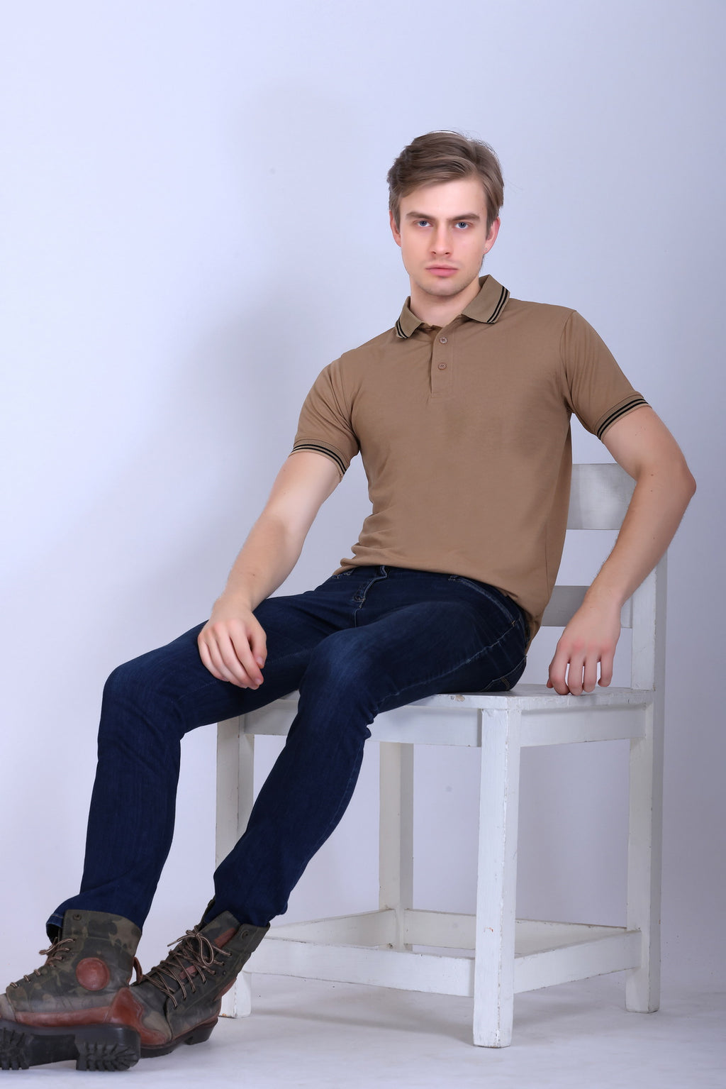Sports Republic Acti Hy:Dry Dryfit Polo T-Shirt in Camel With Black Tipping - 5