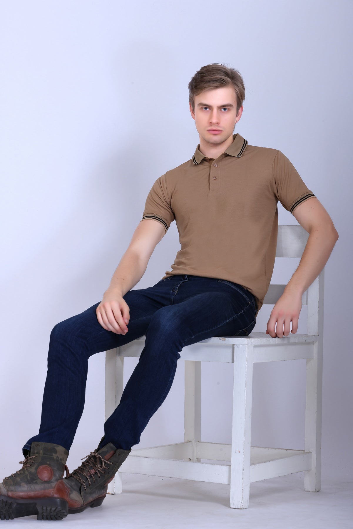 Sports Republic Acti Hy:Dry Dryfit Polo T-Shirt in Camel With Black Tipping - 5