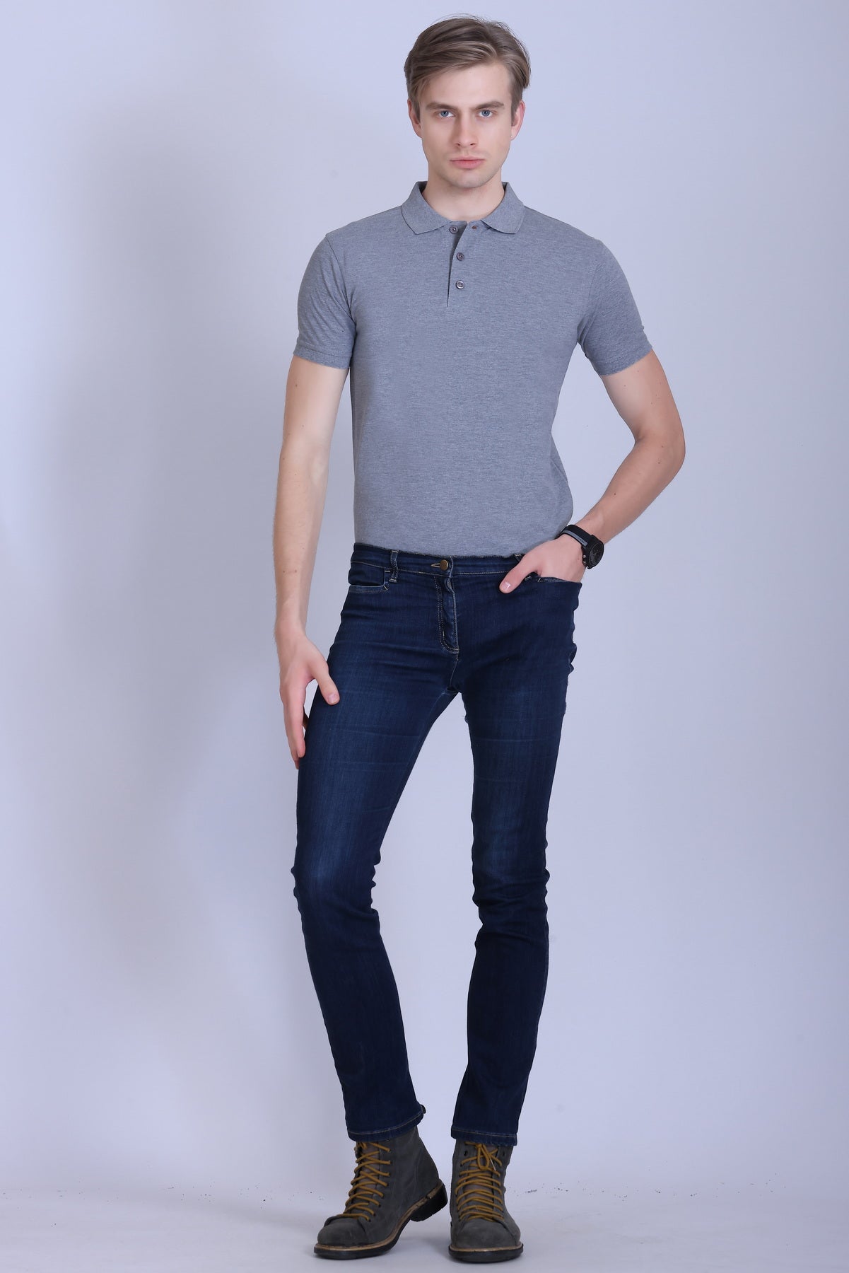 PIKMEE Fastees Polo T-Shirt in Grey Melange - image 7