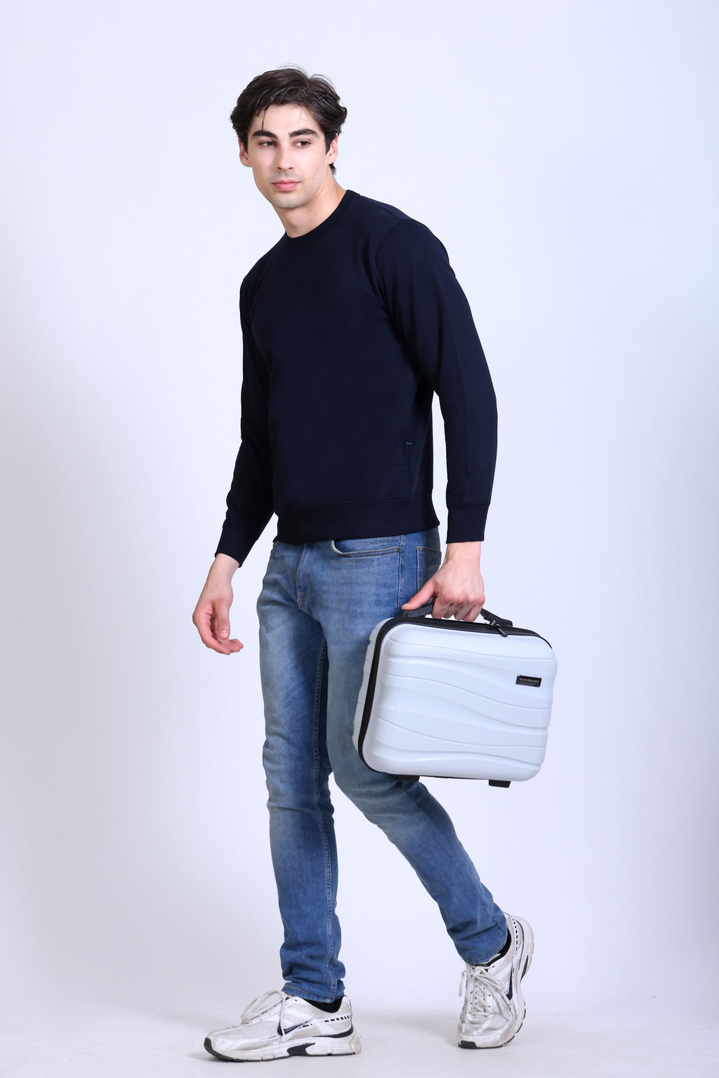 Pikmee Zero Degree Men's Crew Neck Cotton Fleece Sweatshirt - Navy
