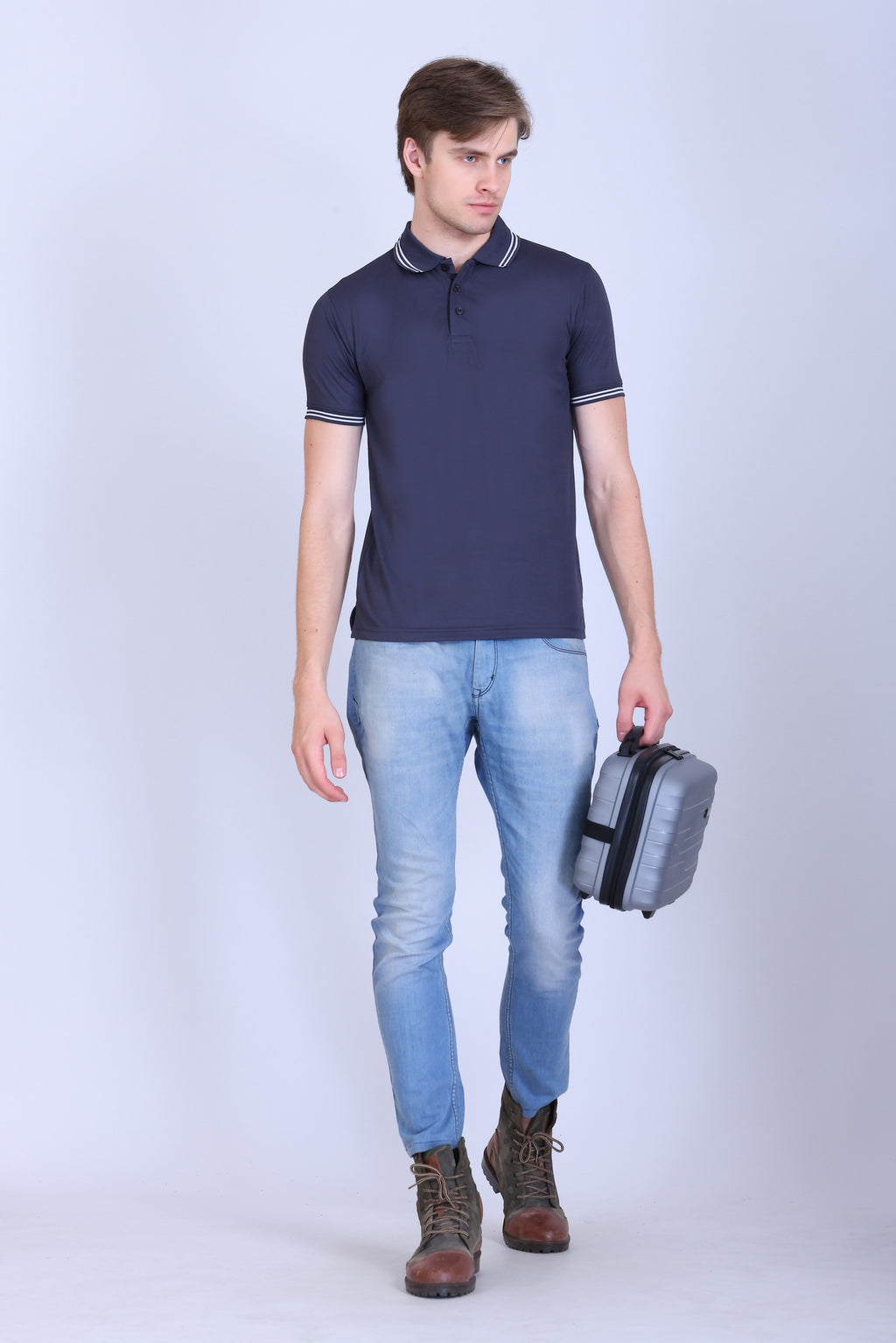 Sports Republic Acti Hy:Dry Dryfit Polo T-Shirt in Grey With White Tipping - 6
