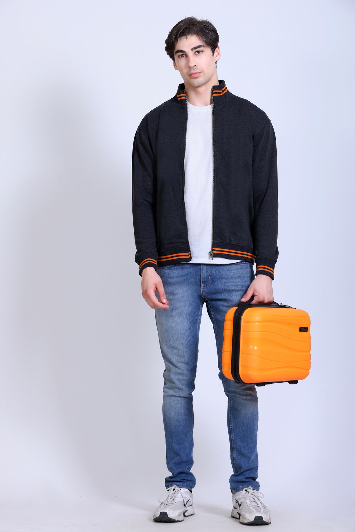 Pikmee Zero Degree Men's Turtle Neck Sweatshirt - Charcoal With Orange