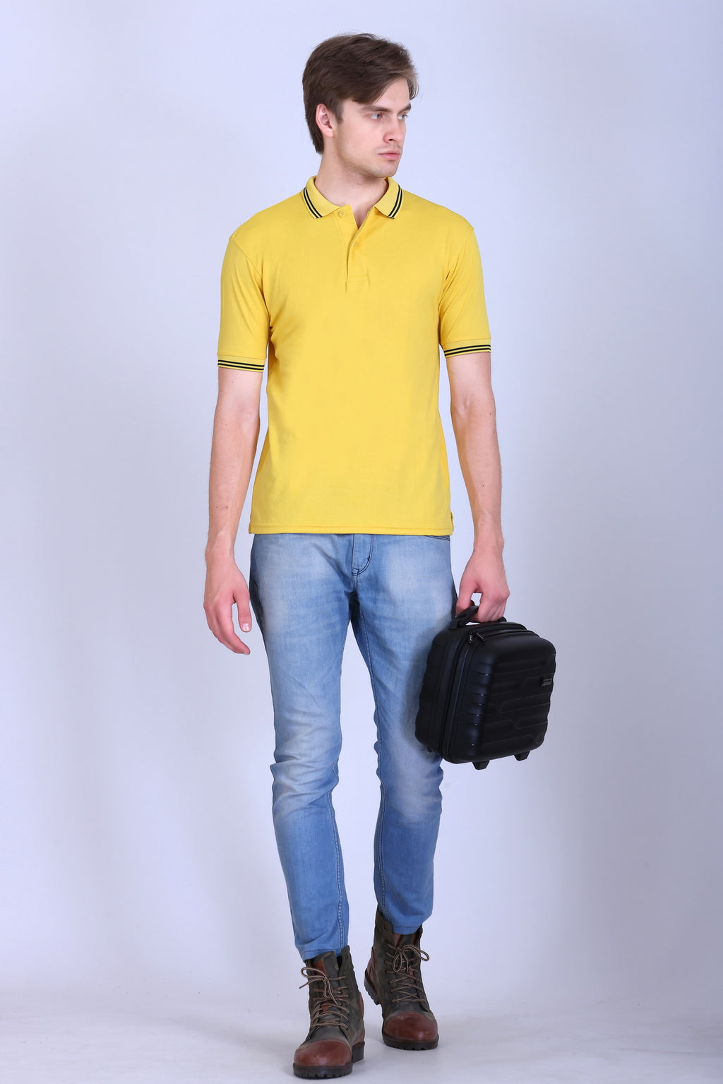 Sports Republic Acti Hy:Dry Dryfit Polo T-Shirt in Golden Yellow With Black Tipping - 6