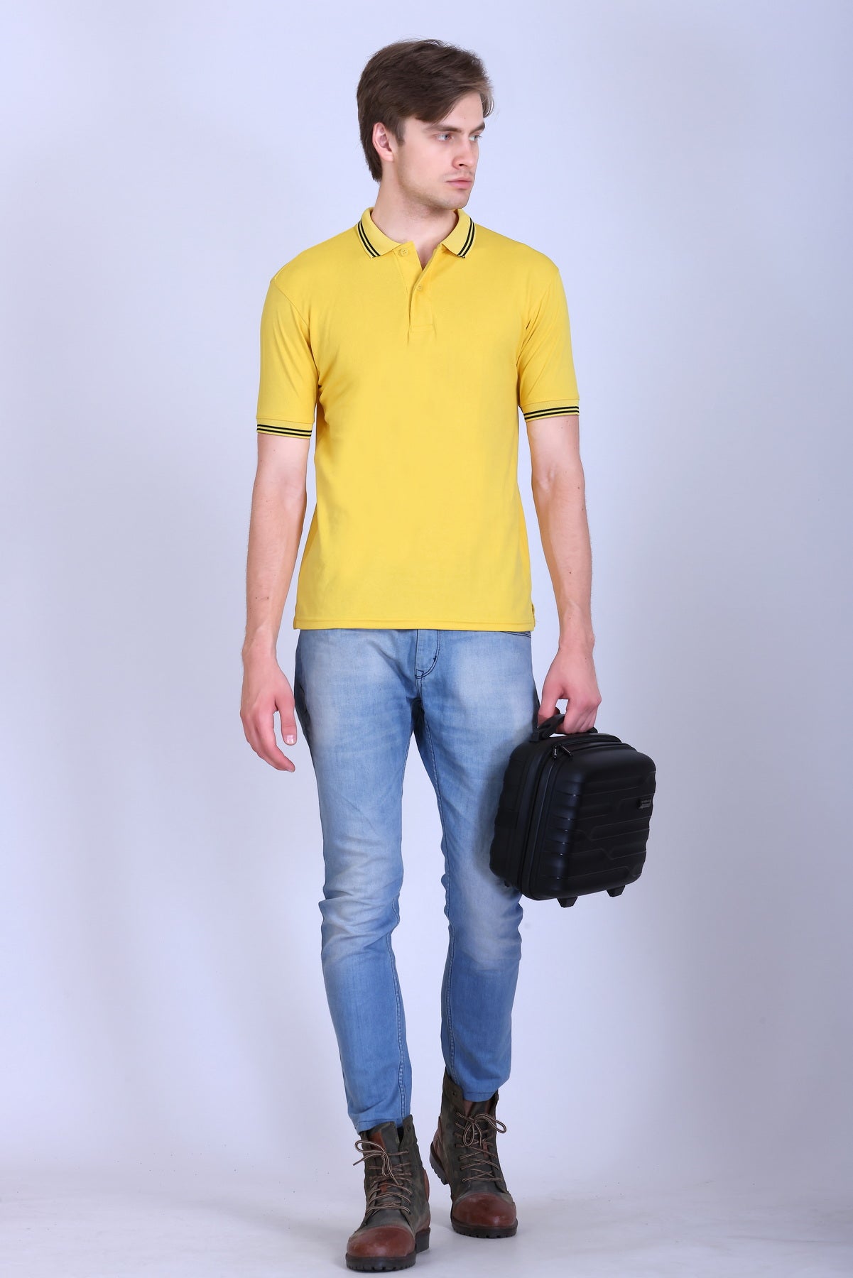 Sports Republic Acti Hy:Dry Dryfit Polo T-Shirt in Golden Yellow With Black Tipping - 6