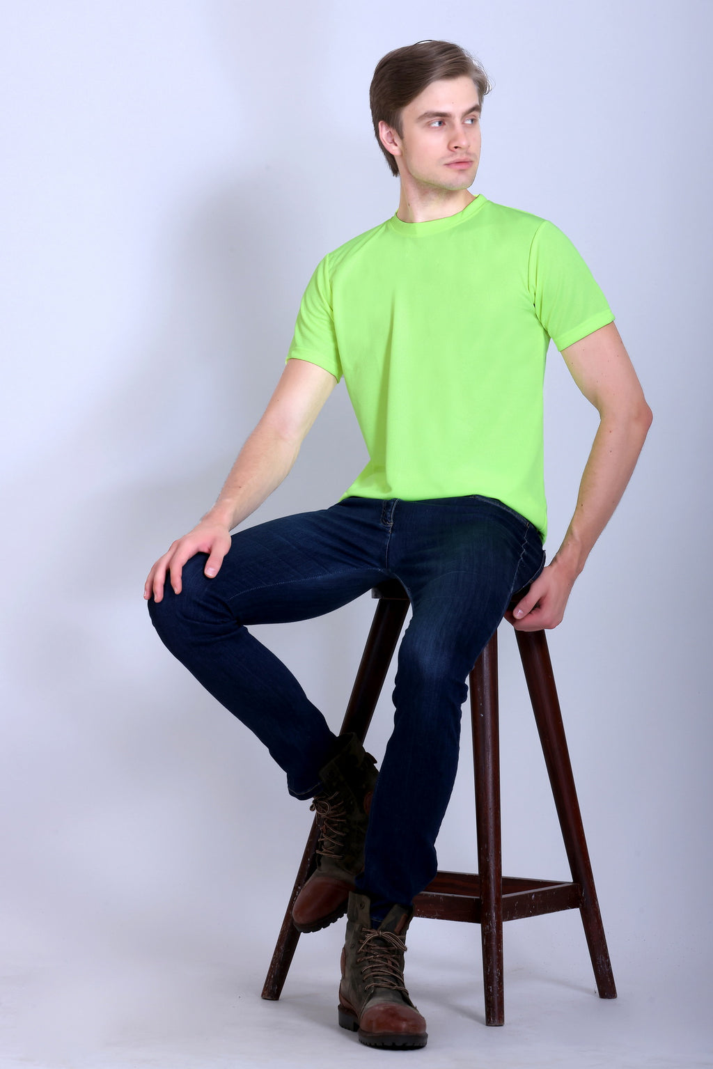 Sports Republic Acti-Runn Dryfit Crew Neck T-Shirt in Fluorescent Green - 6