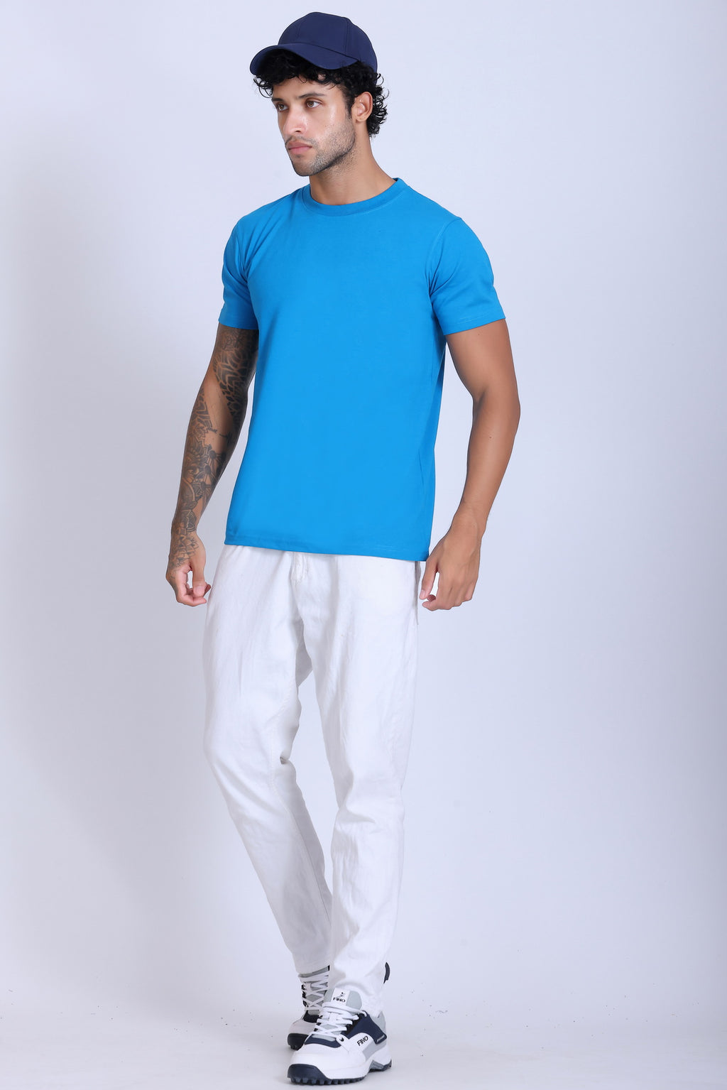 PIKMEE Skinta Bio Wash Crew Neck T-Shirt in Aqua Blue - image 7