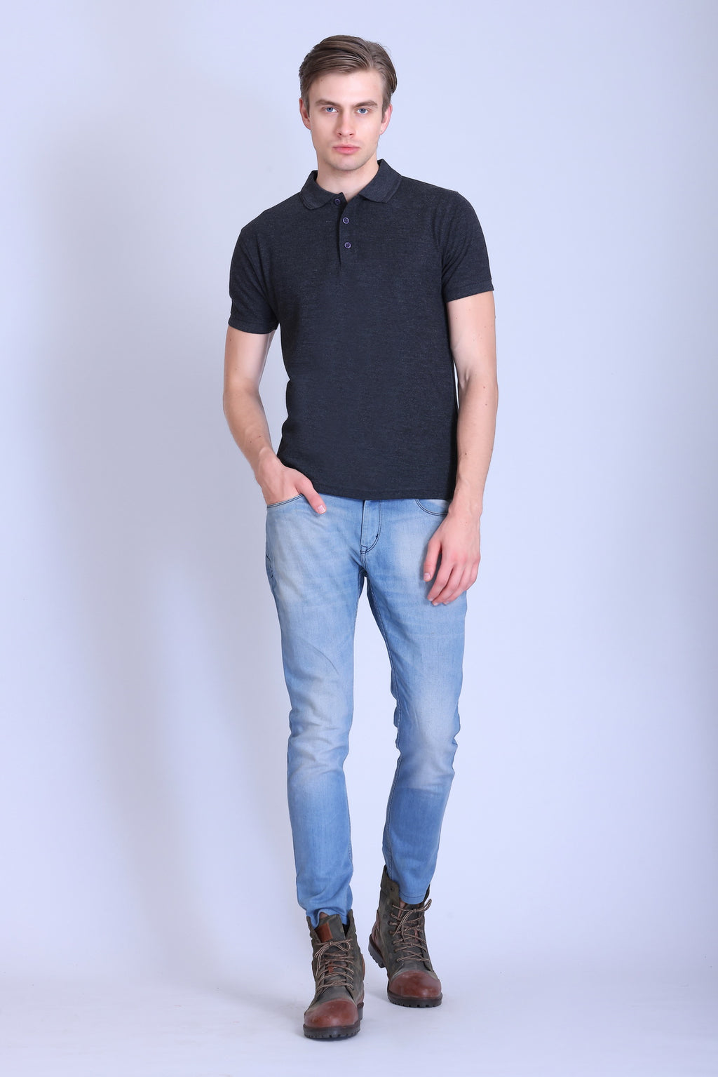 PIKMEE Promo-Tees Polo T-Shirt in Charcoal Grey (Anthra) - image 7