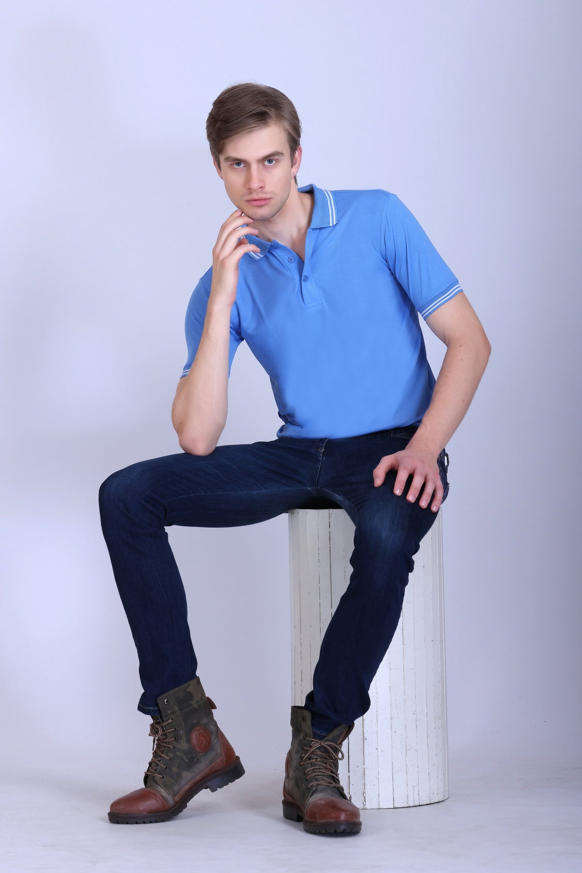 Sports Republic Acti Hy:Dry Dryfit Polo T-Shirt in Sky Blue With White Tipping - 6