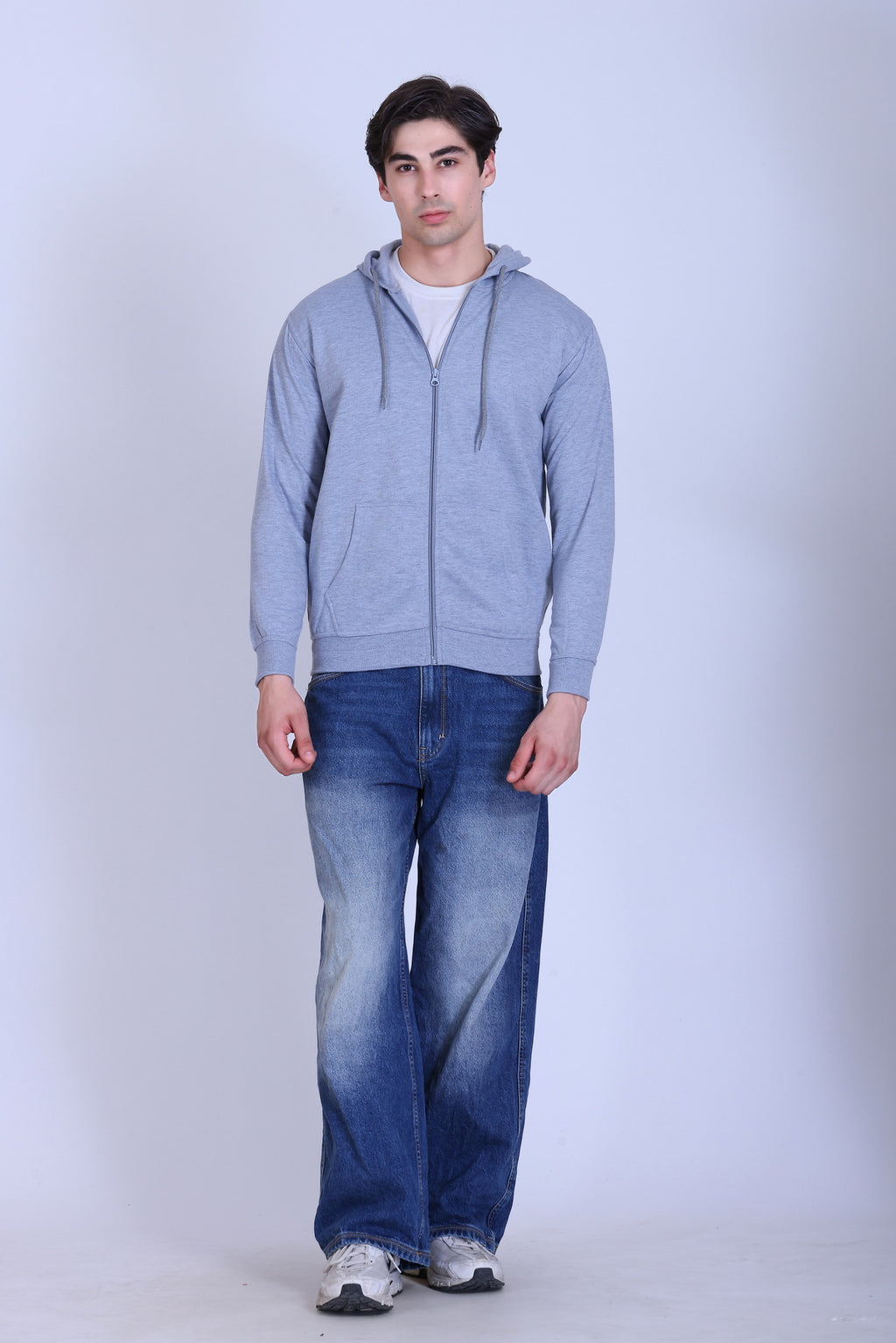 Pikmee Polaris Men's Zipper Hoodie Sweatshirt - Grey Melange