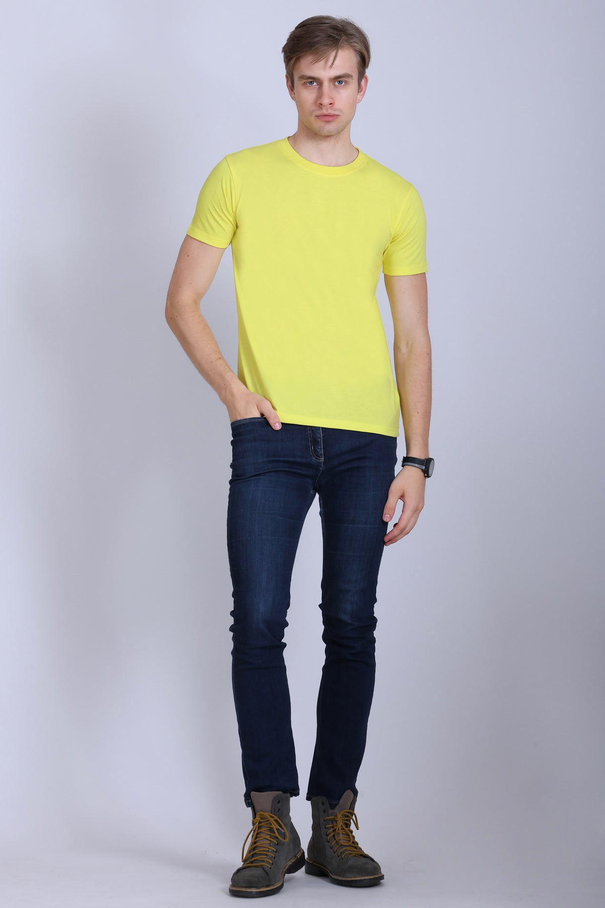 PIKMEE Skinta Bio Wash Crew Neck T-Shirt in Lemon Yellow - image 7