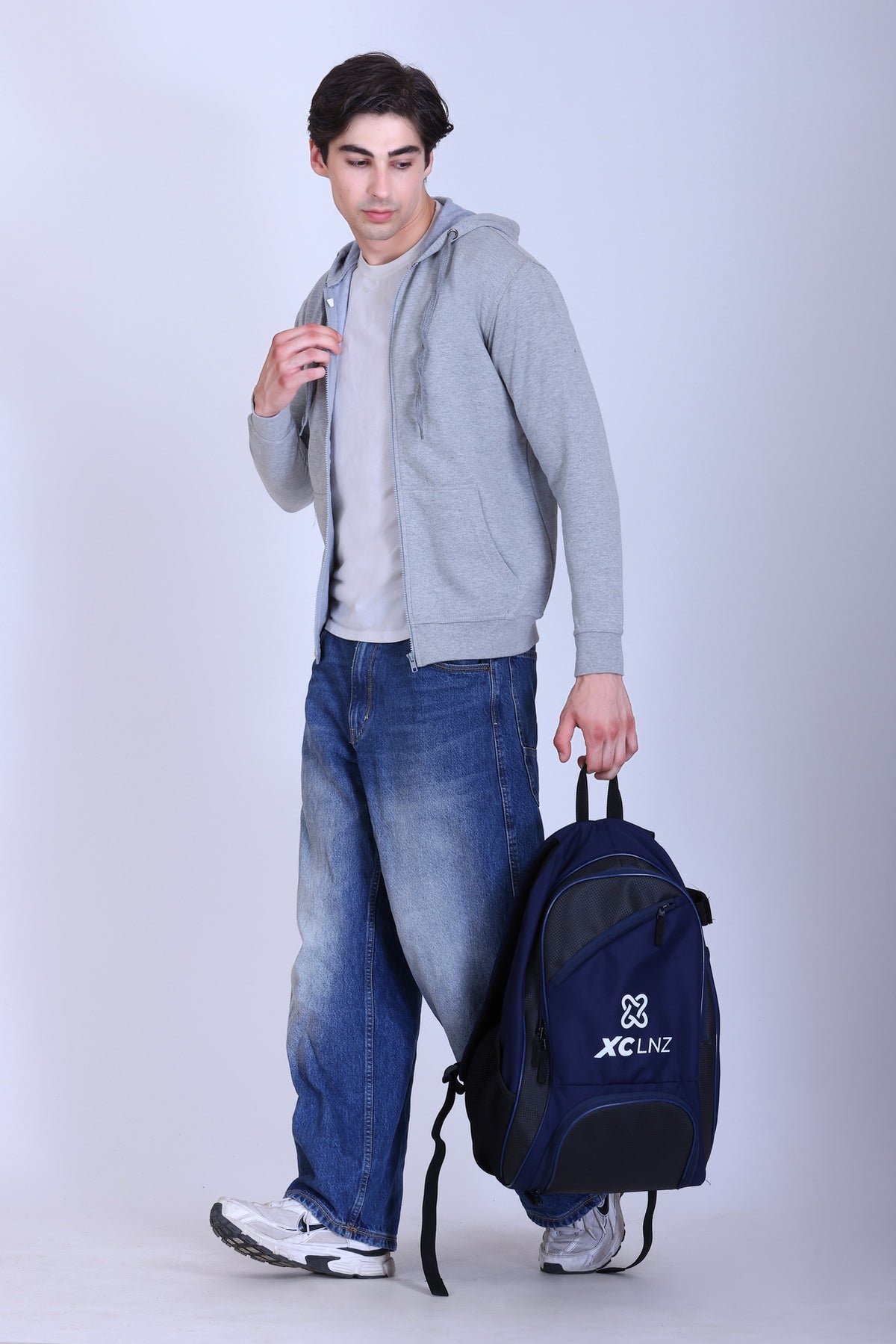 Pikmee Zero Degree Men's Zippered Hooded Sweatshirt - Grey Melange